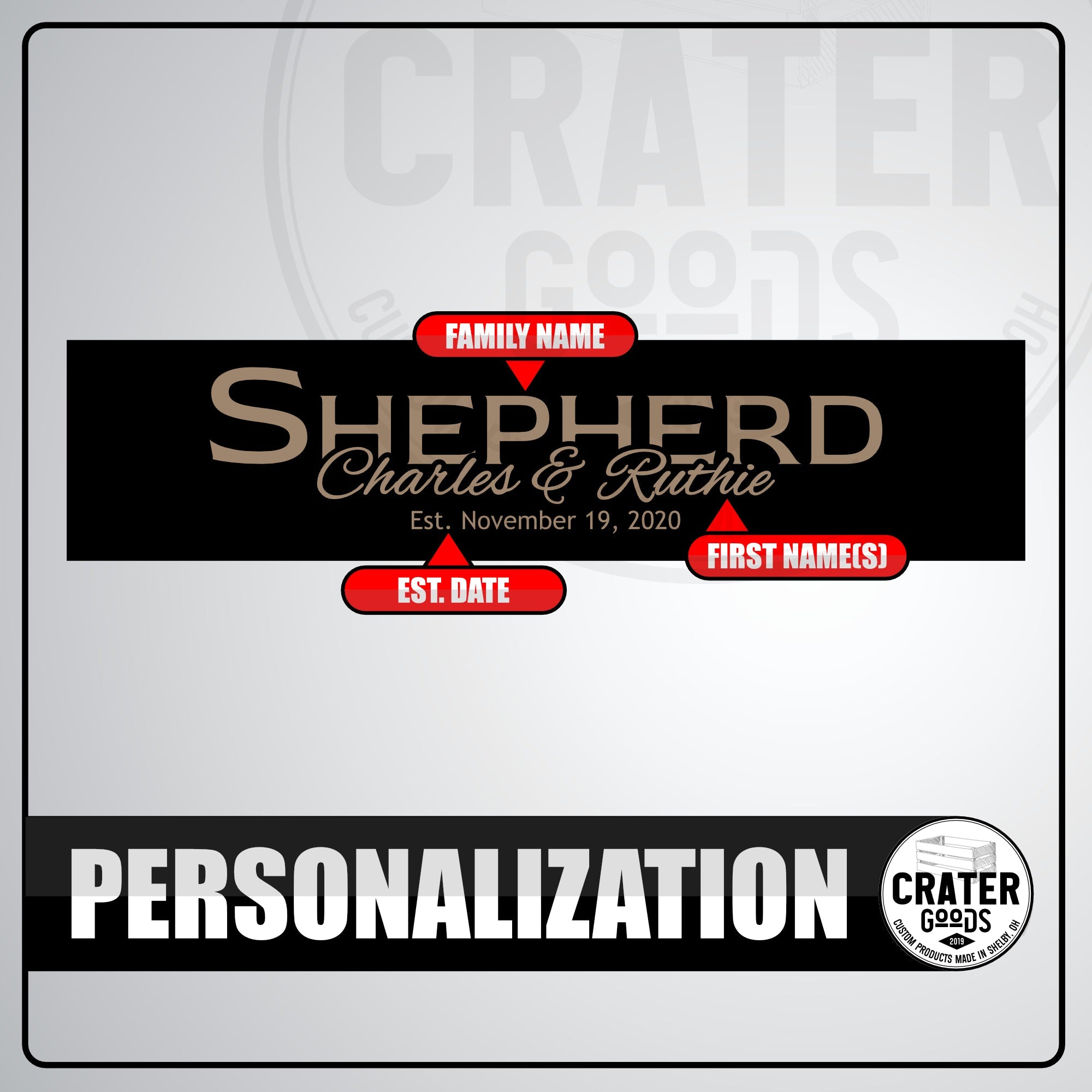 Ebonized Hickory Established Sign - HWS001 - Carved Signs