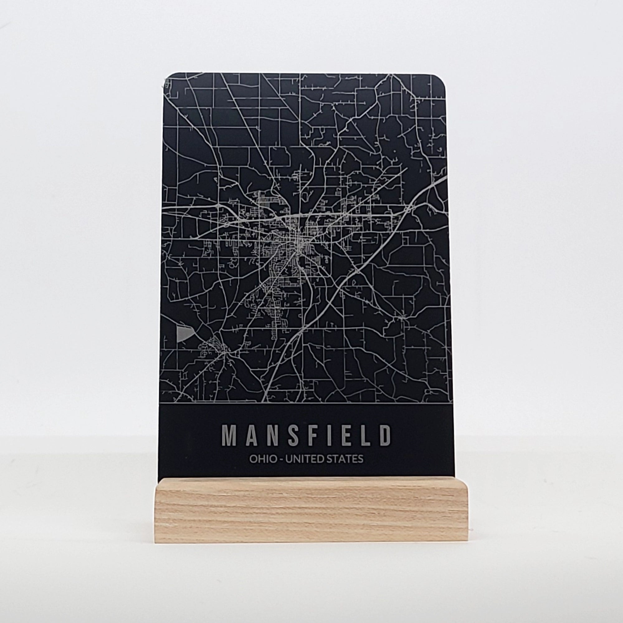 Mansfield Ohio Street Map Aluminum Composite Shelf Sign - LEA005
