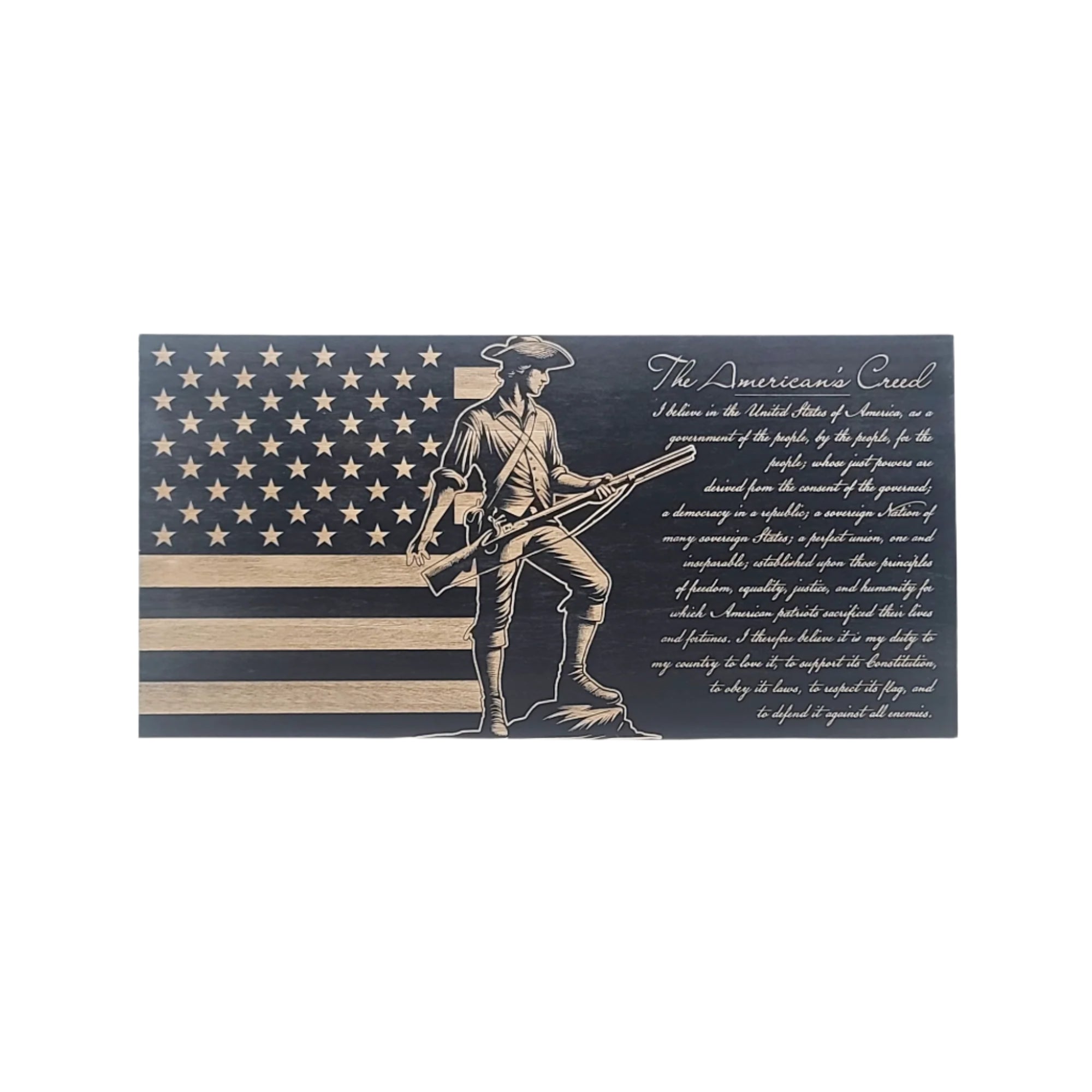 The American's Creed Engraved Wooden American Flag - LEF016