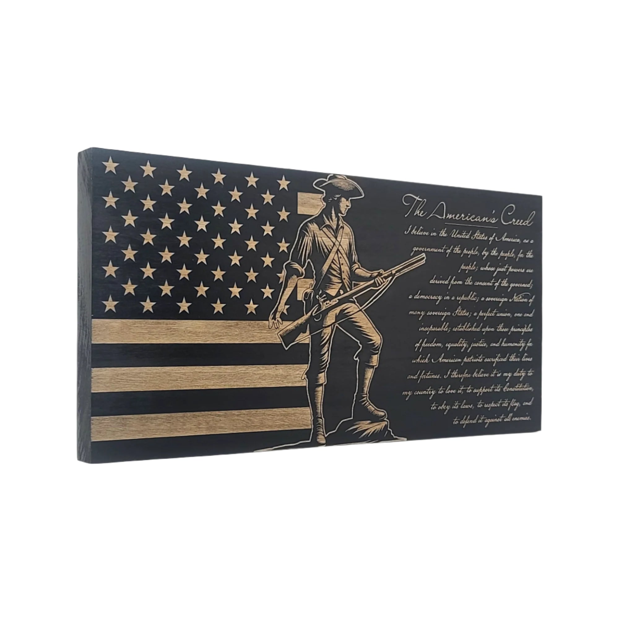 The American's Creed Engraved Wooden American Flag - LEF016