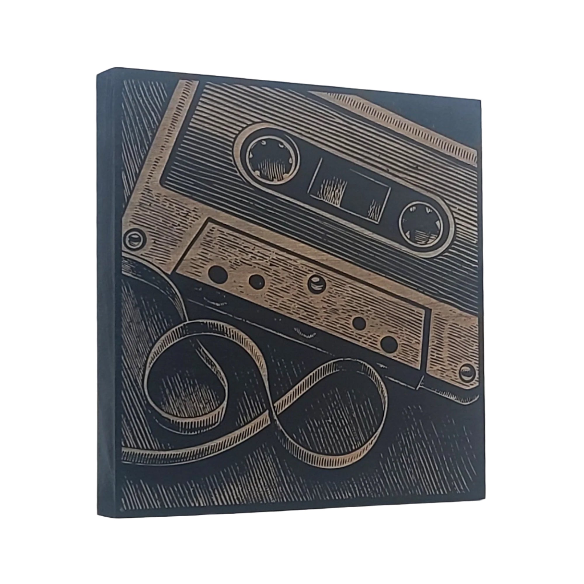 Vintage Cassette Tape Engraved Wooden Sign - LES007