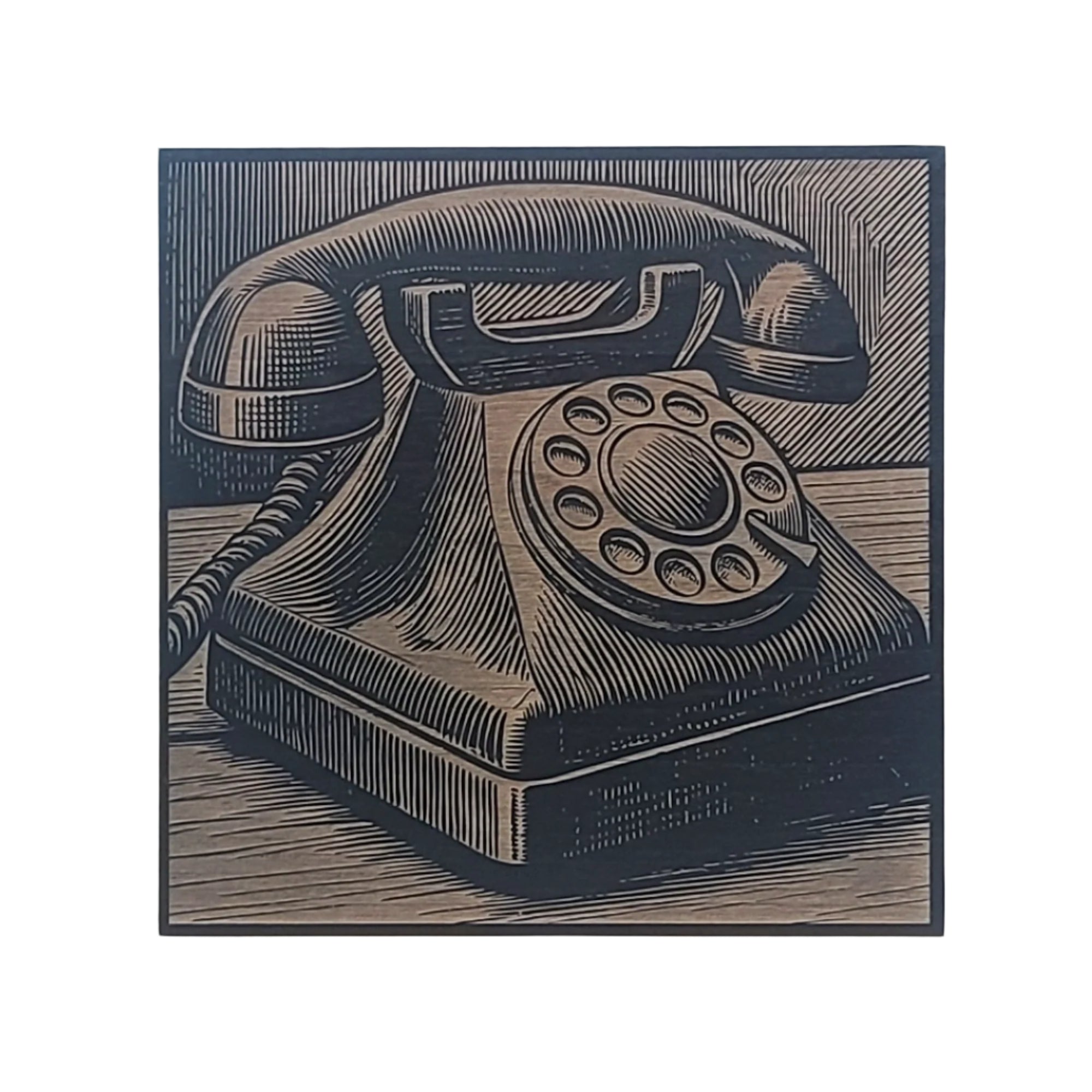 Vintage Telephone Engraved Wooden Sign - LES008