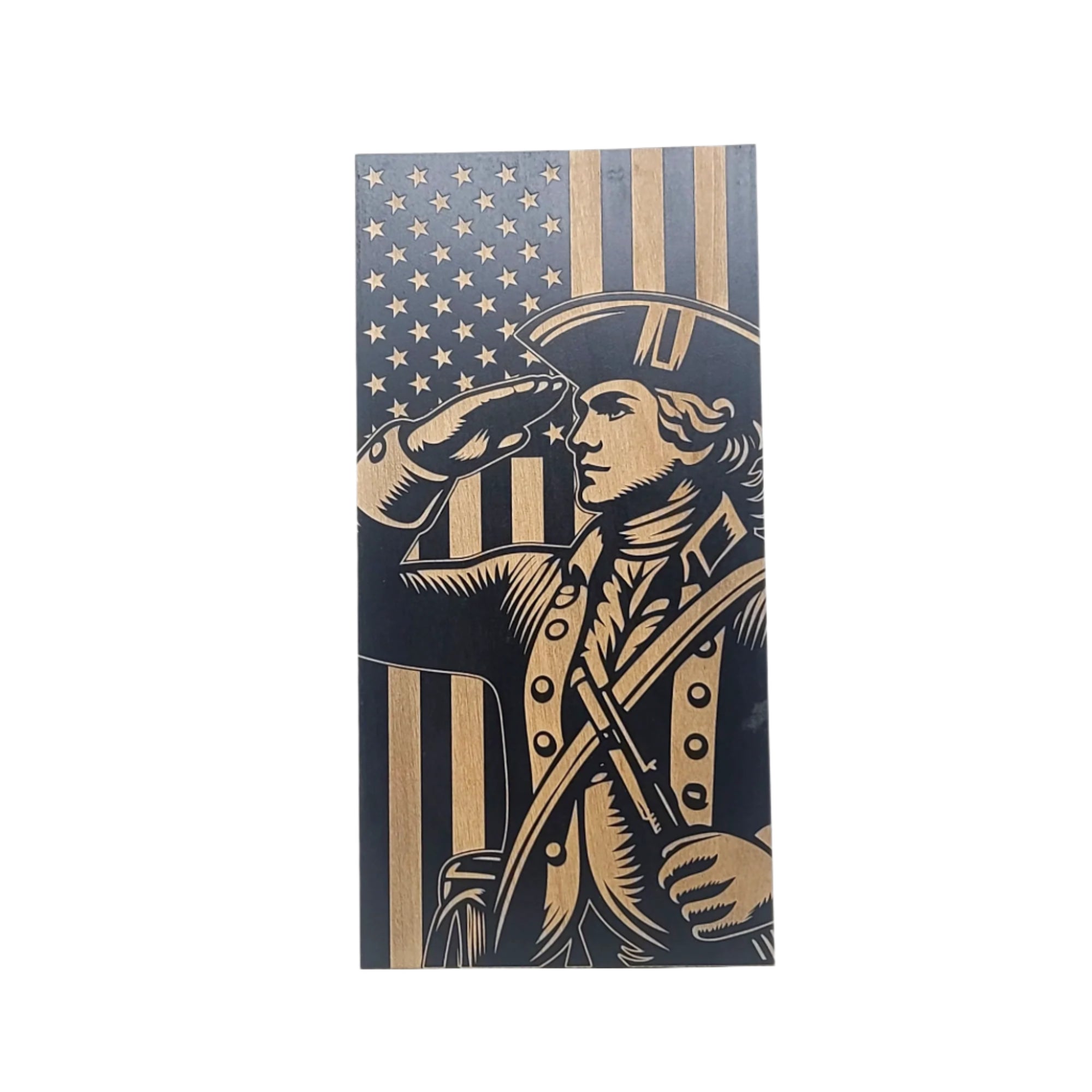 Patriot Soldier Engraved Wooden American Flag - LEF009