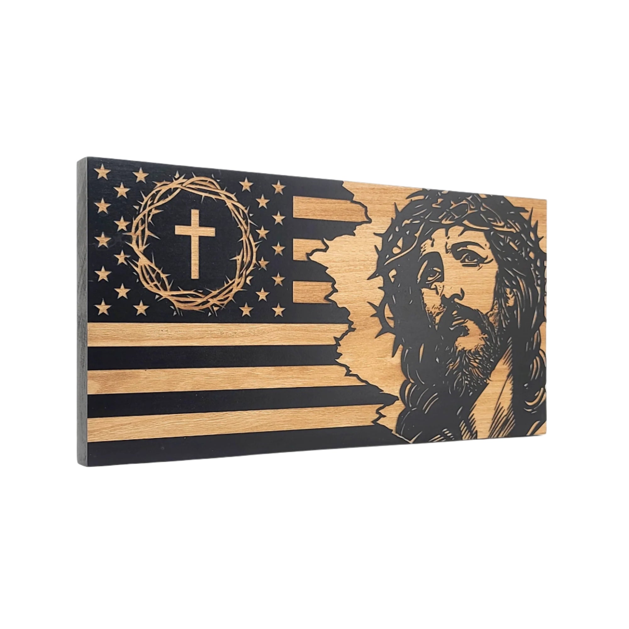 Jesus Wooden American Flag - LEF022