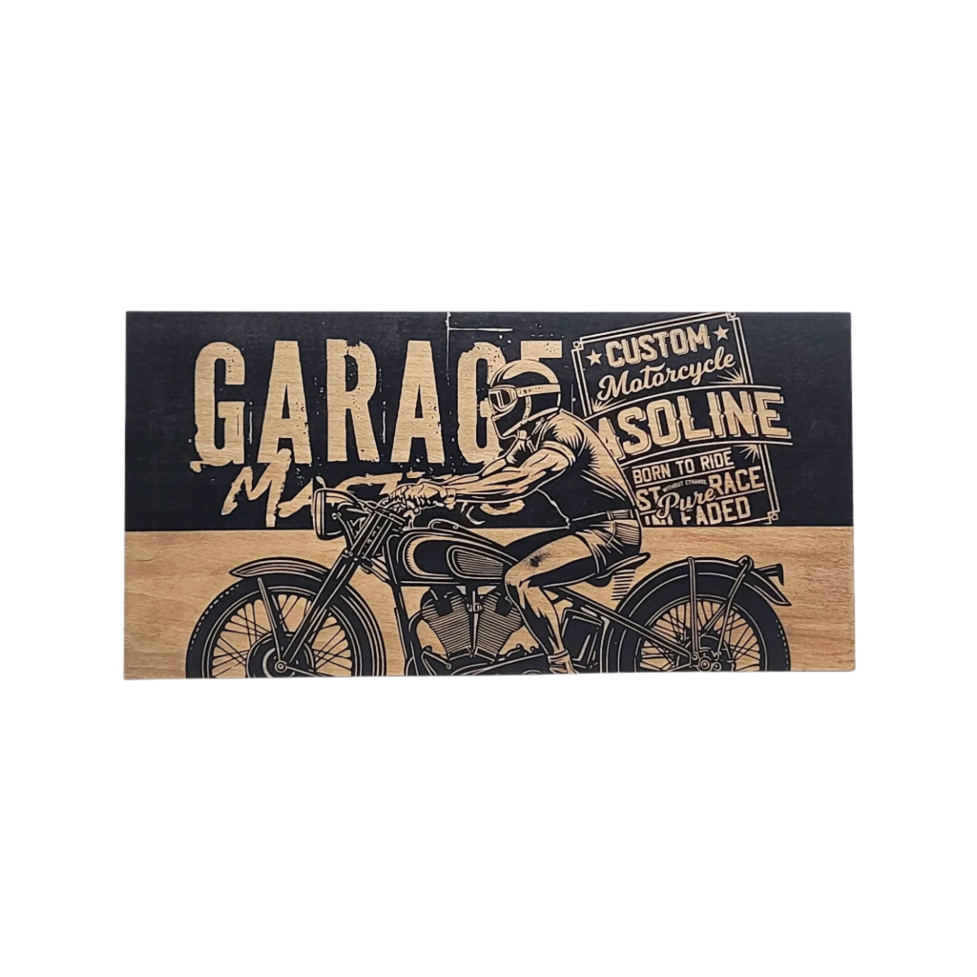 Custom Motorcycle Engraved Wooden American Flag - LES001