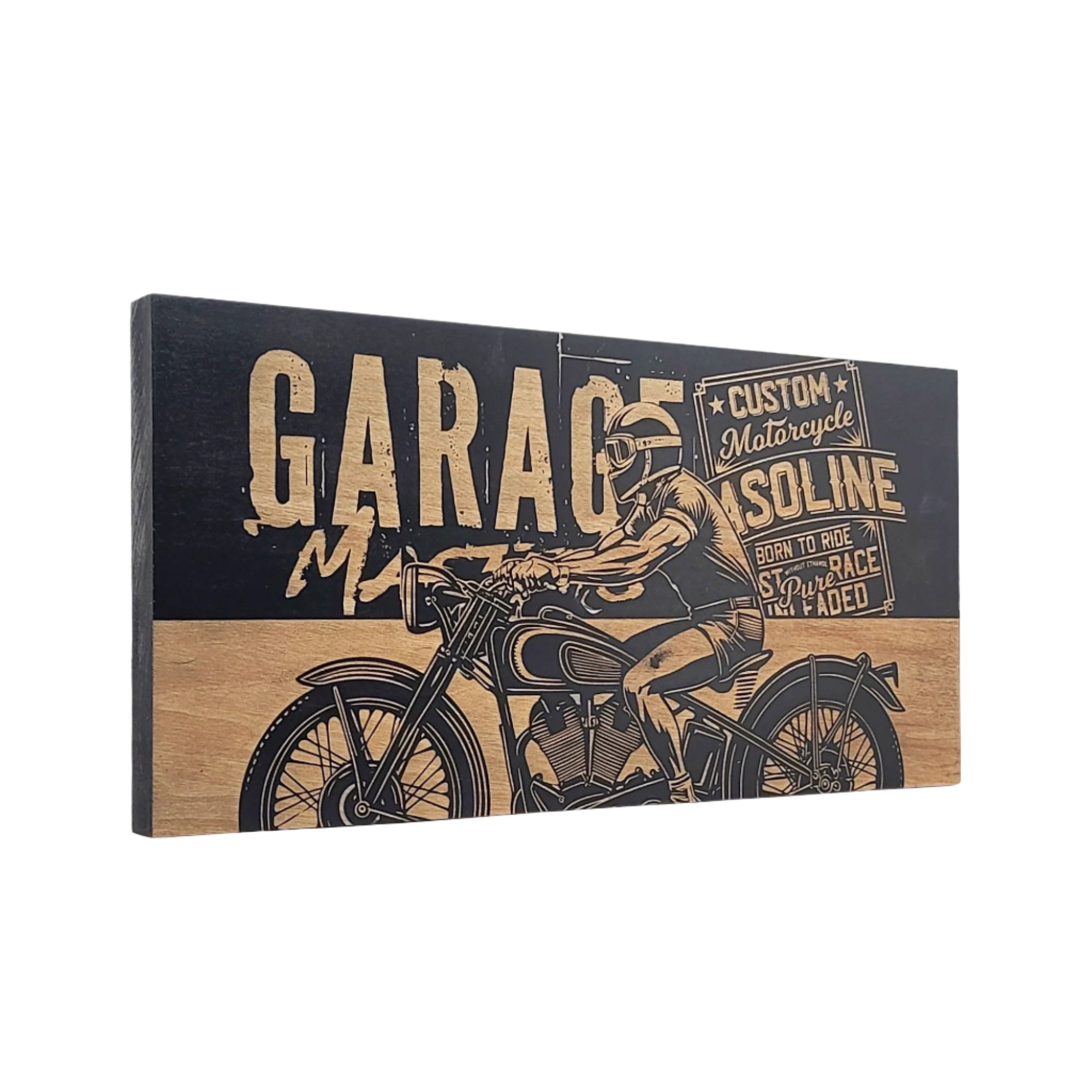 Custom Motorcycle Engraved Wooden American Flag - LES001