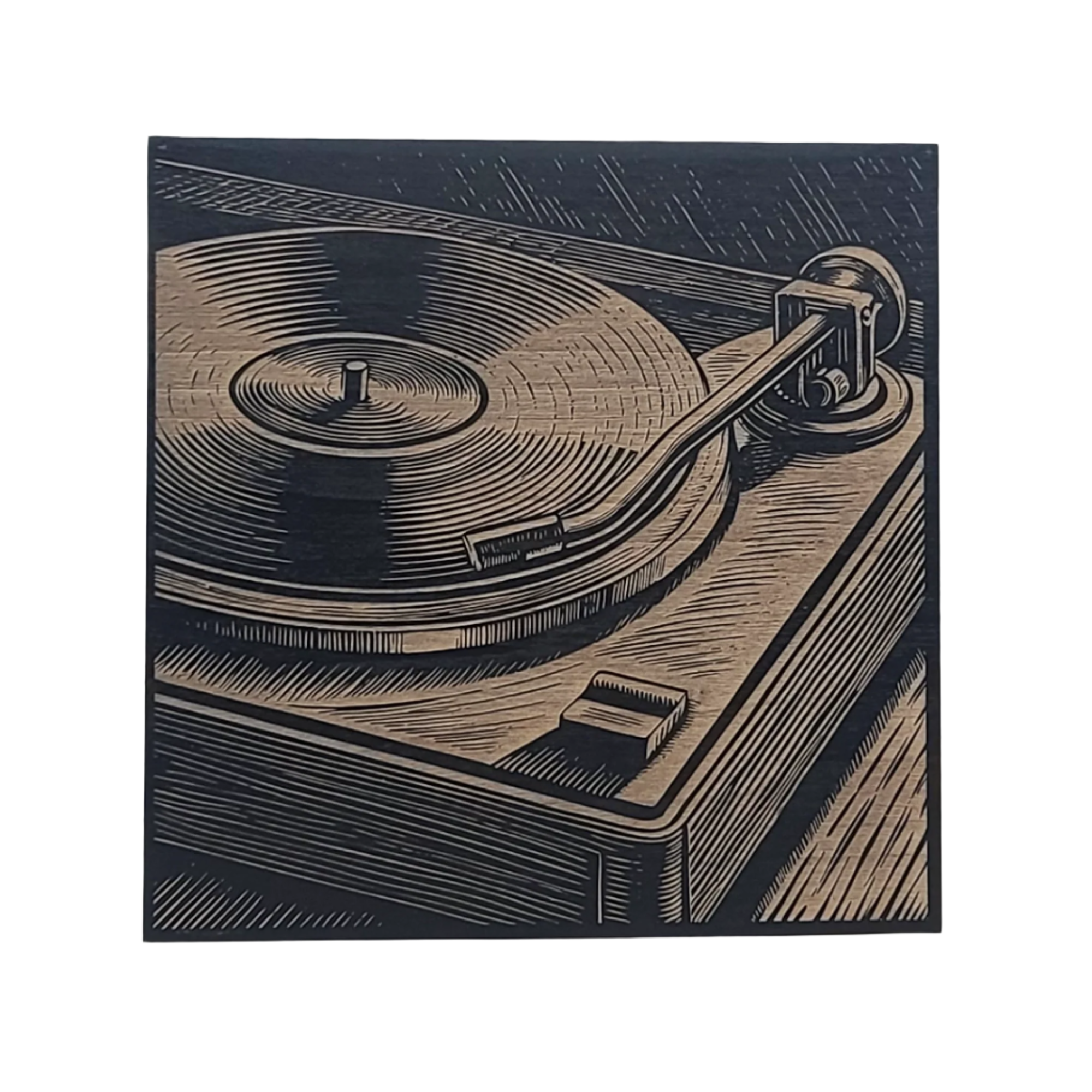 Vintage Record Player Engraved Wooden Sign - LES003