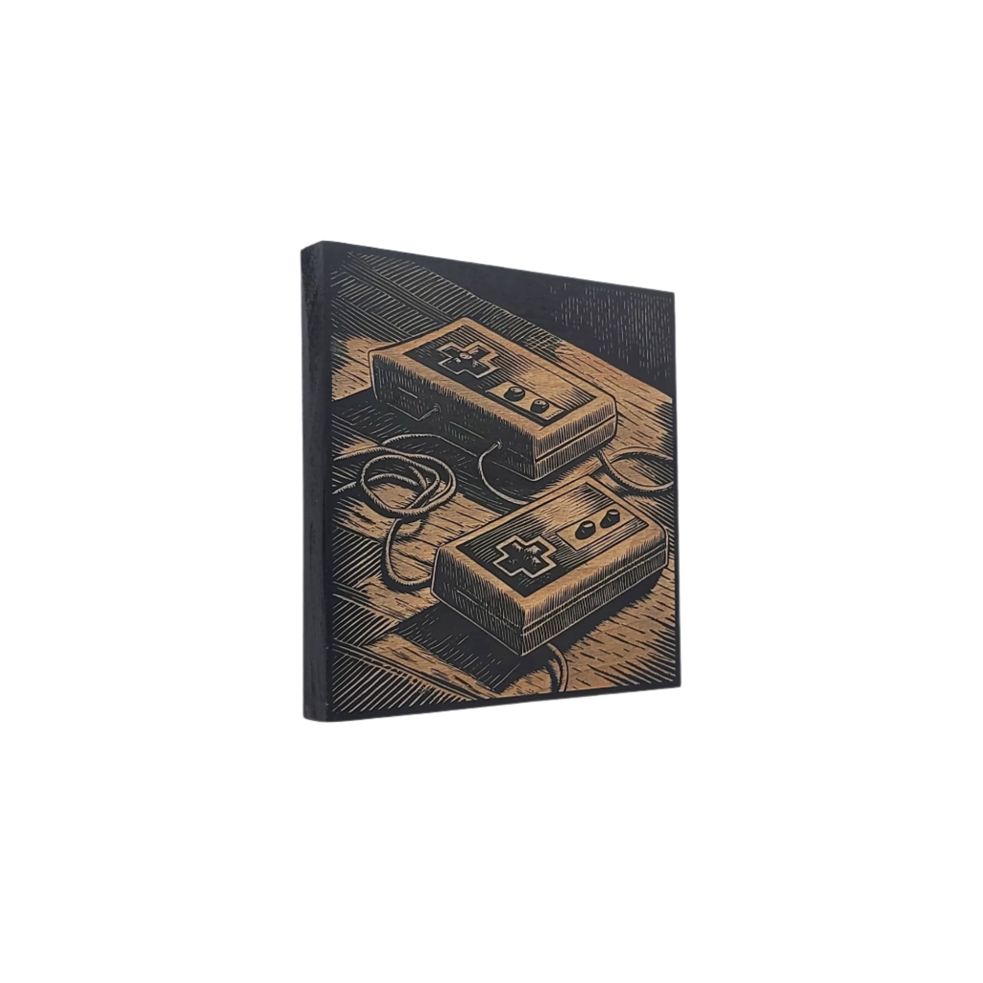 Vintage Game Controller Engraved Wooden Sign - LES004