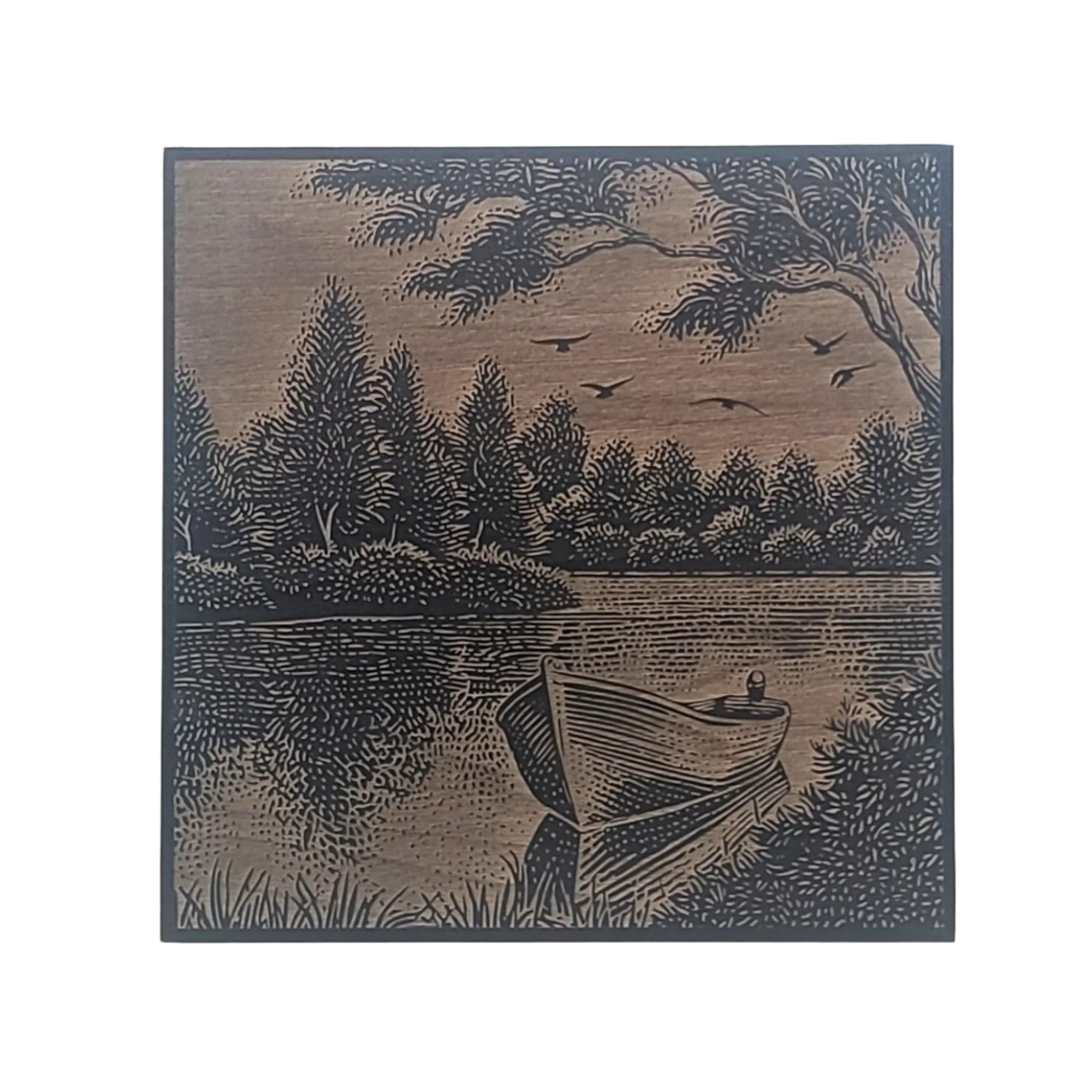 Row Boat on Lake Wooden Sign - LES010