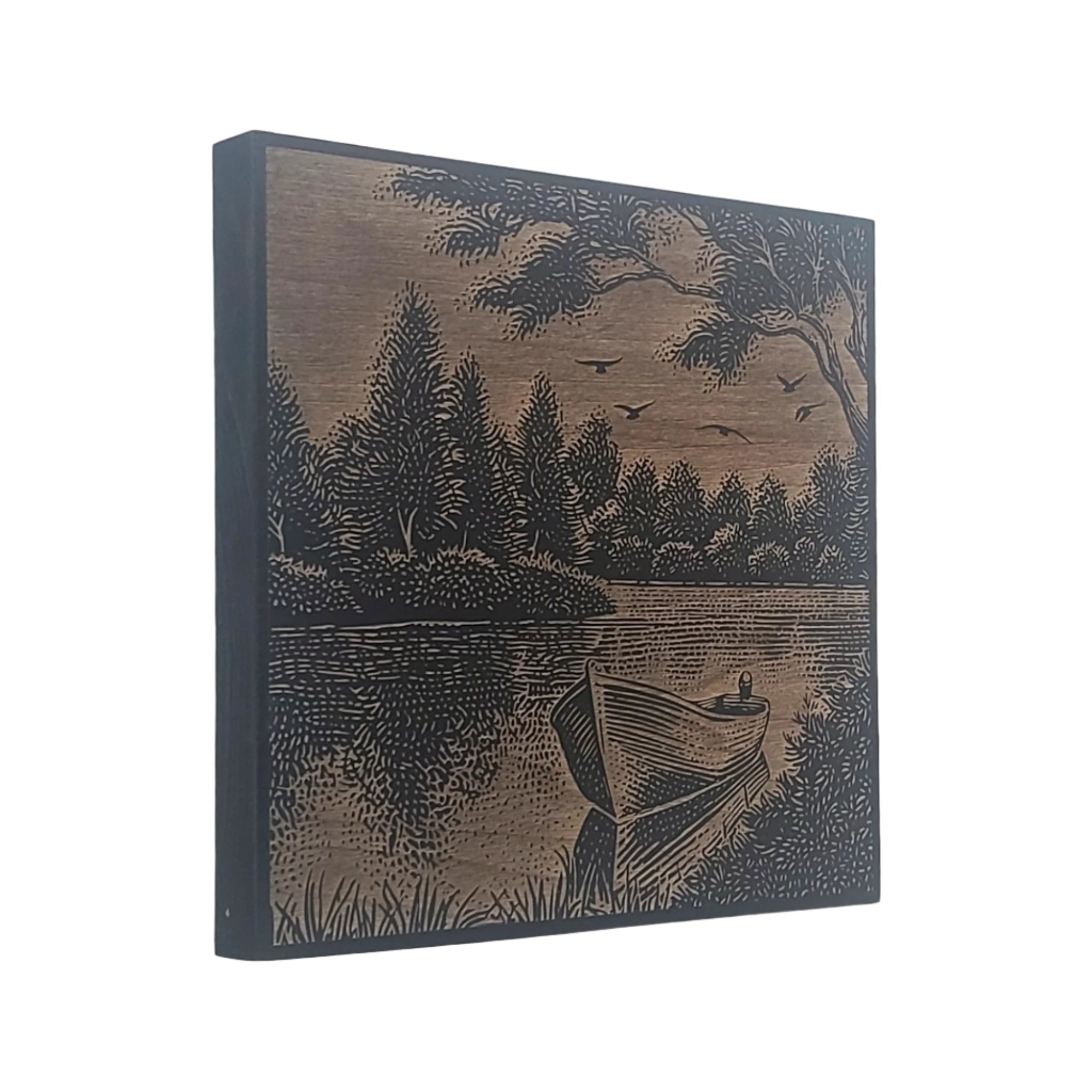 Row Boat on Lake Wooden Sign - LES010