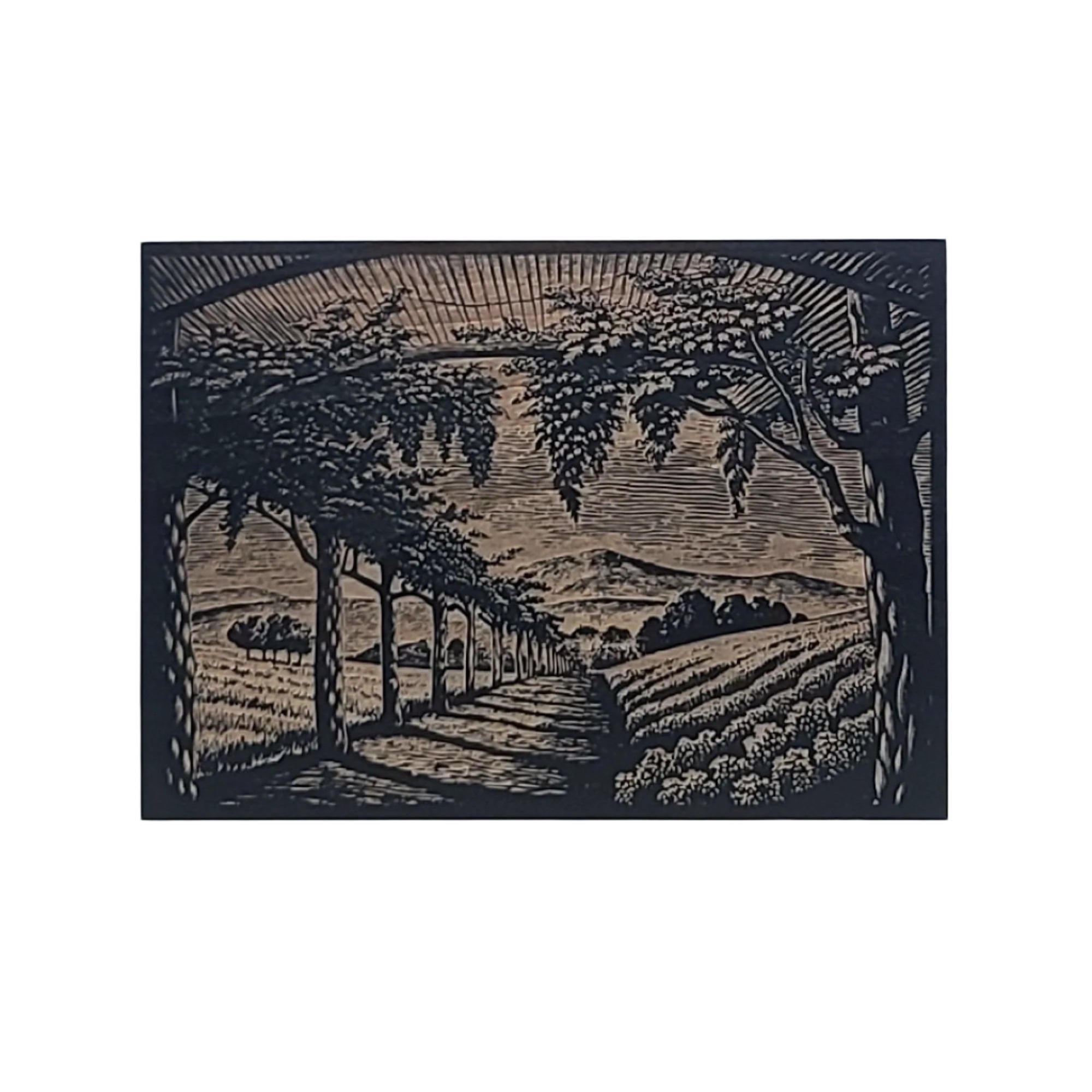 Vineyard Pathway with Grape Vines Engraved Wooden Sign - LES014