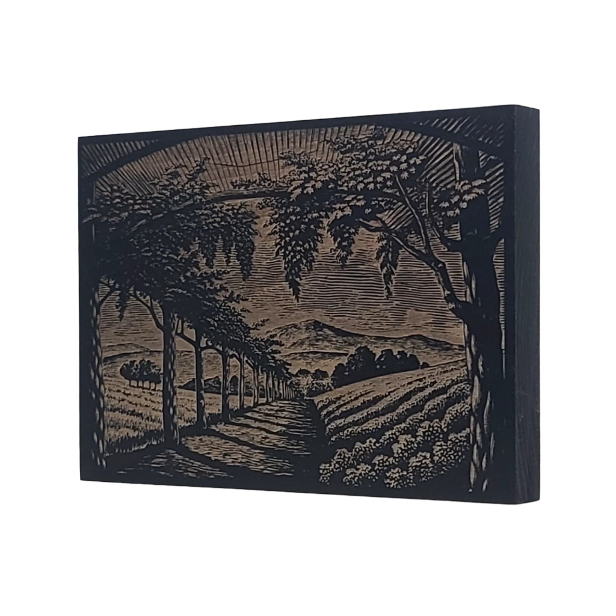 Vineyard Pathway with Grape Vines Engraved Wooden Sign - LES014