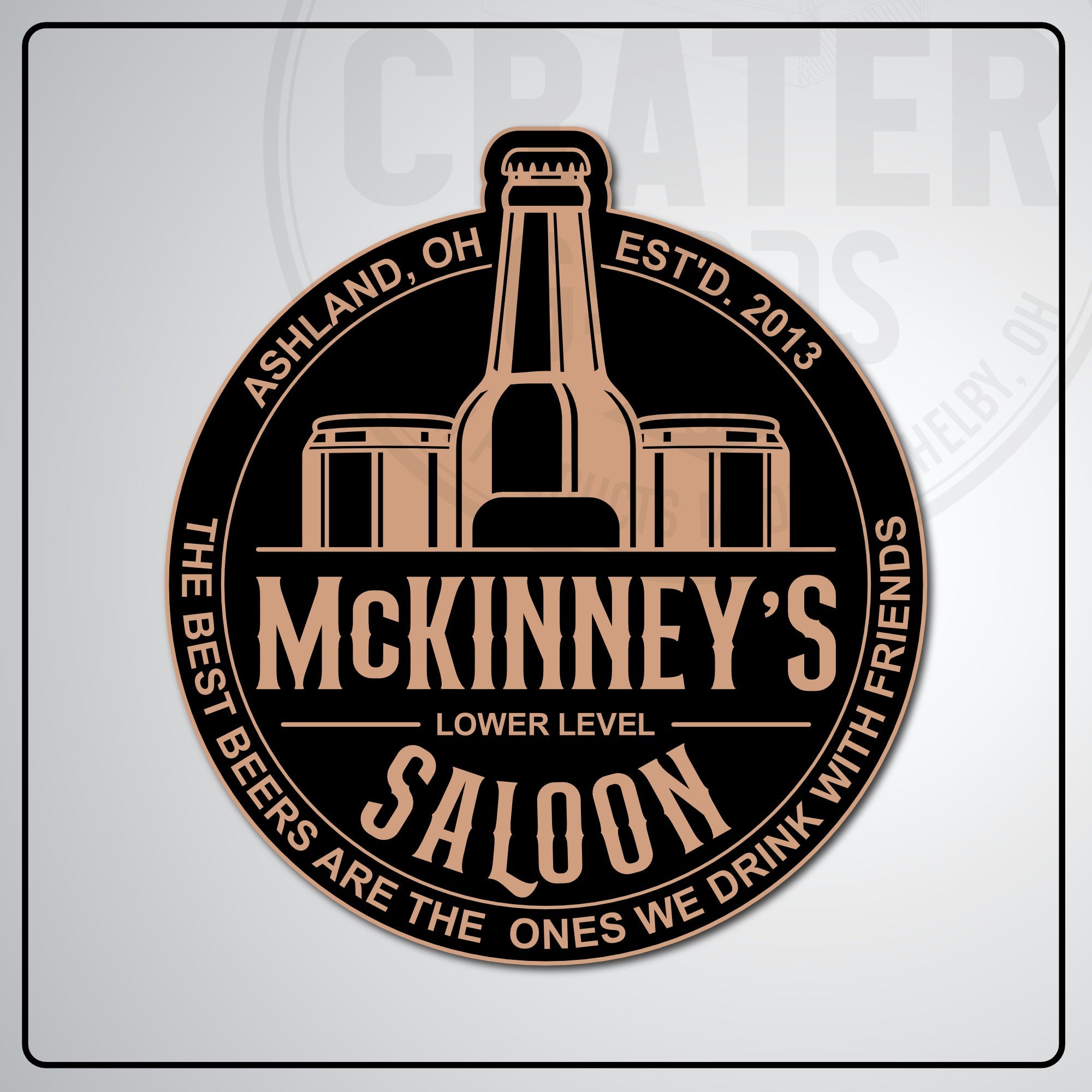 Lower Level Saloon Bar Sign - PPW001 - 13’’ / Black - Personalized Signs