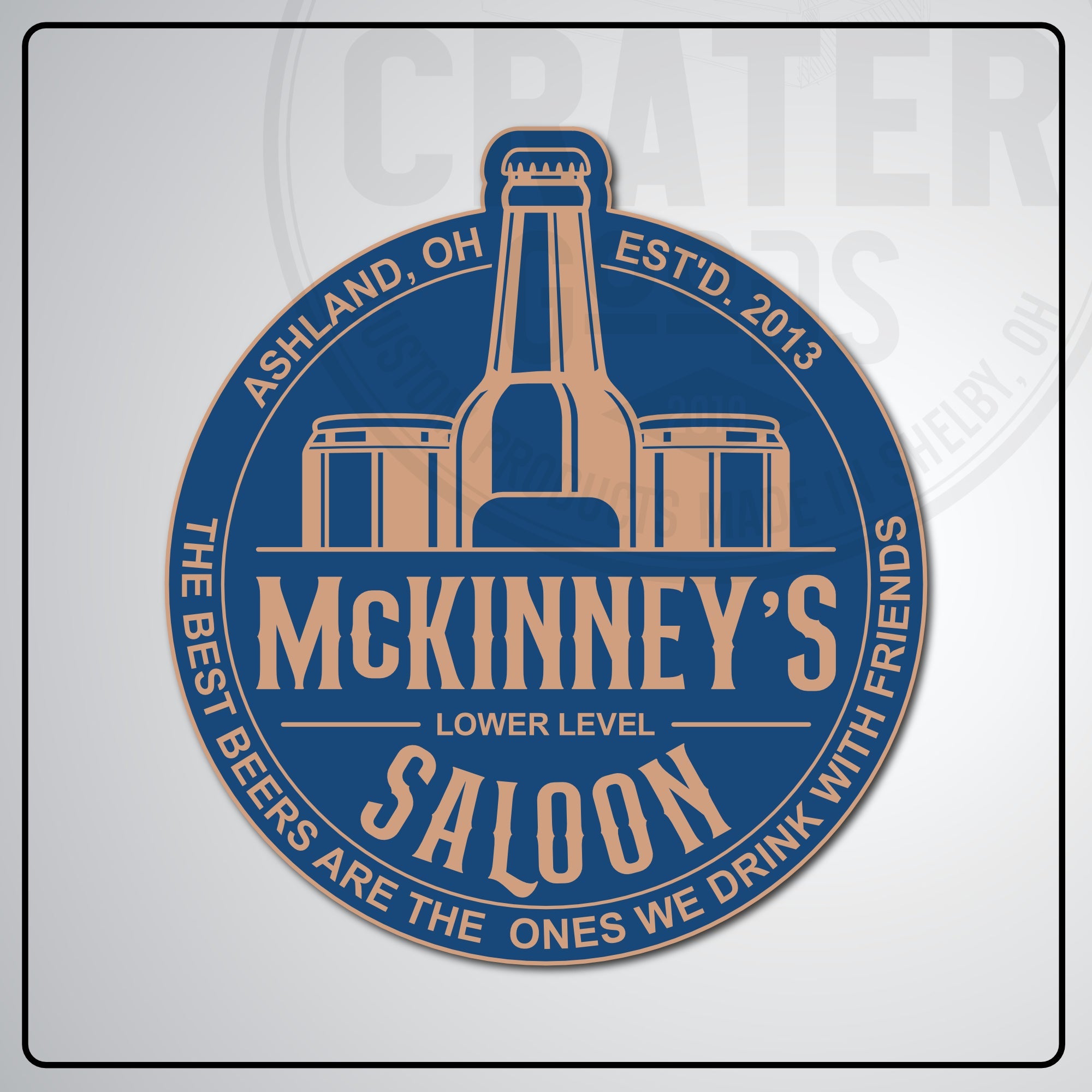 Lower Level Saloon Bar Sign - PPW001 - 13’’ / Blue - Personalized Signs
