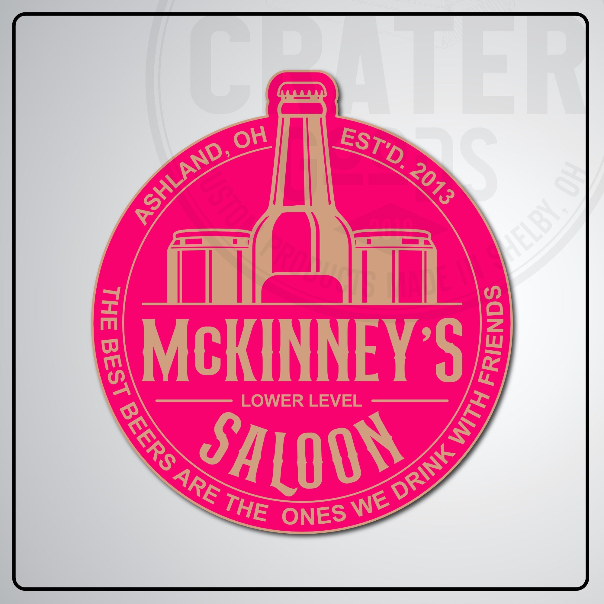 Lower Level Saloon Bar Sign - PPW001 - 13’’ / Pink - Personalized Signs