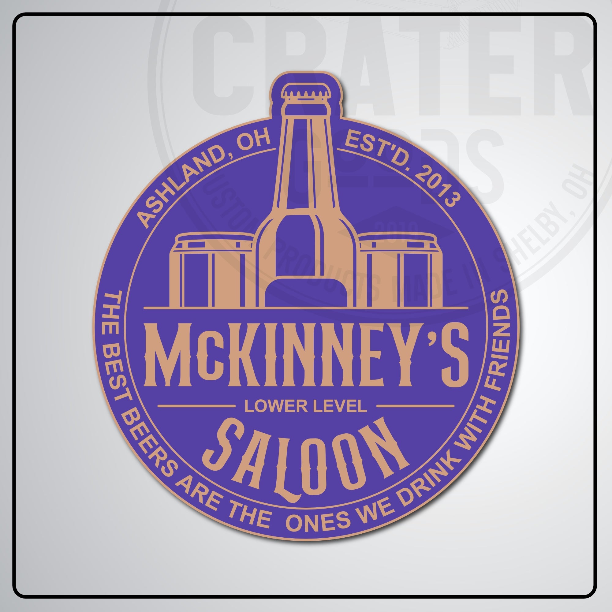 Lower Level Saloon Bar Sign - PPW001 - 13’’ / Purple - Personalized Signs