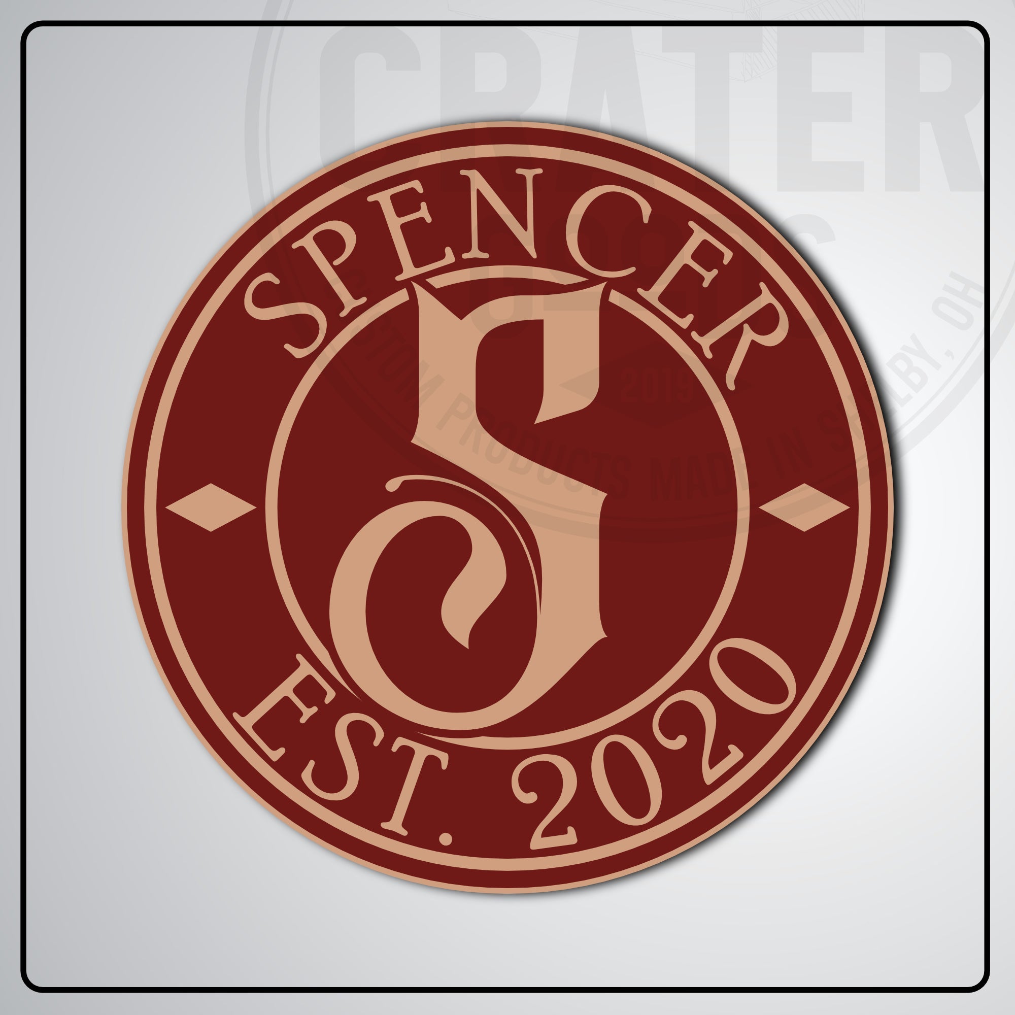 Custom Indoor Monogram Sign - PPW002 - 13 / Burgundy - Monogram Signs