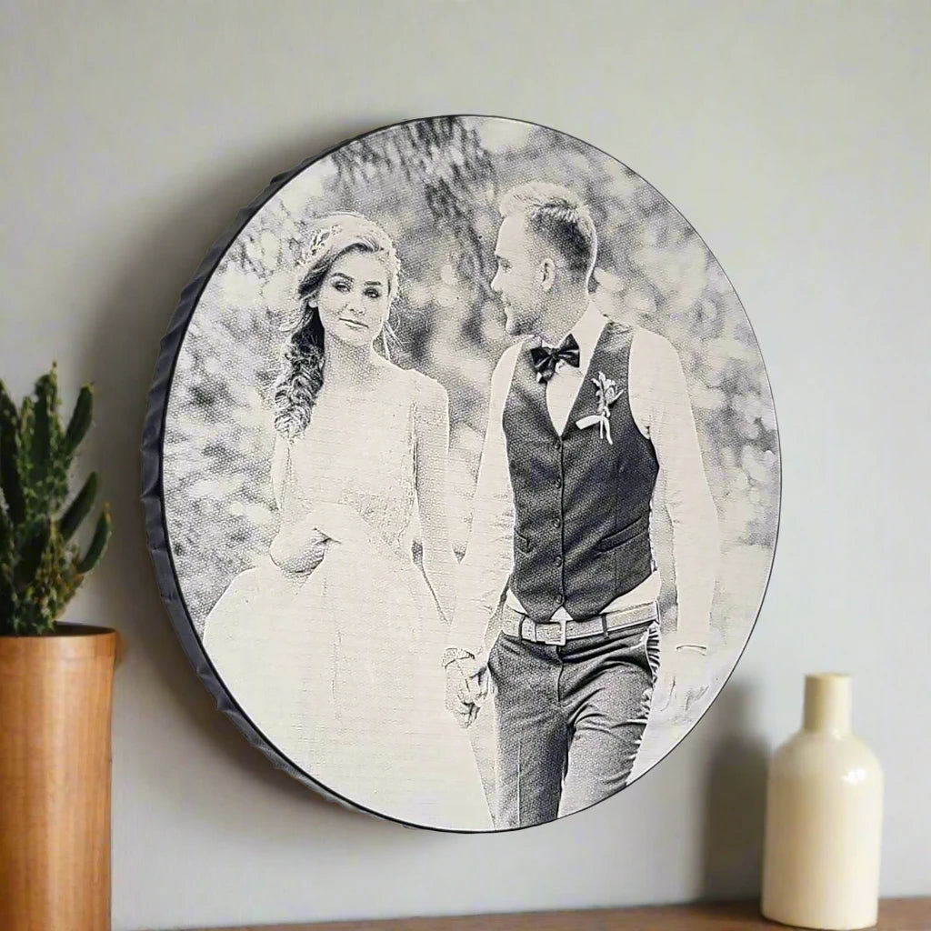 Classic Round Laser Engraved Photo Canvas - LC004