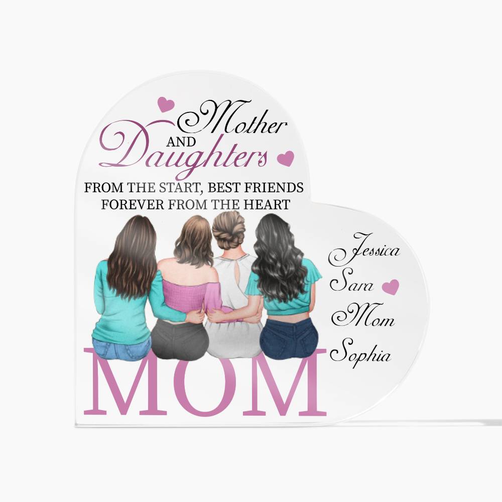Mother and Daughters Acrylic Heart Plaque - AHP001 - Jewelry