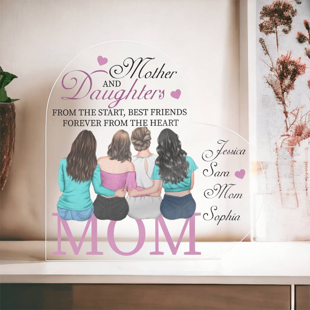 Mother and Daughters Acrylic Heart Plaque - AHP001 - Jewelry