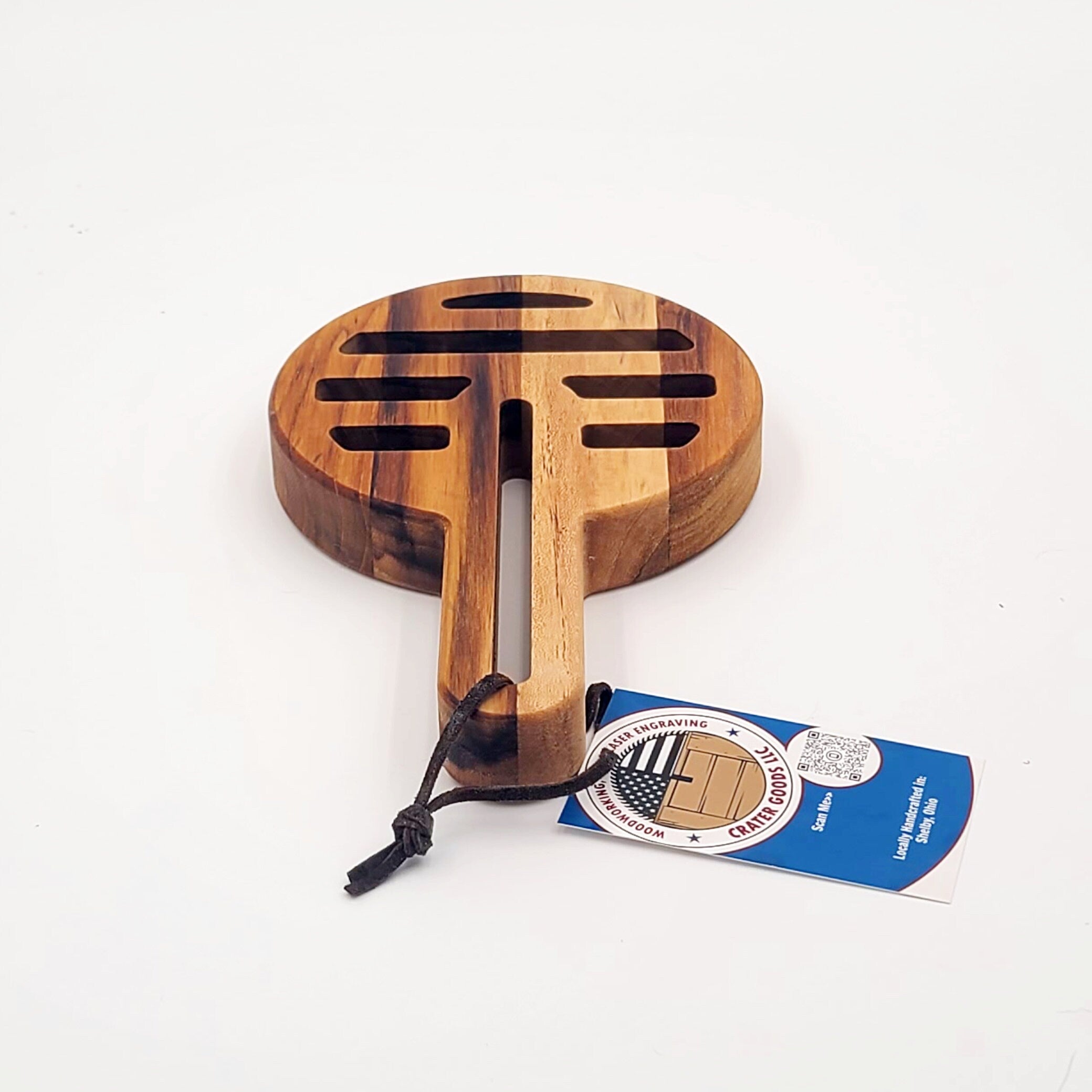 5.25" Teak Trivet with Handle - Premium Wood Pot Holder from Crater Goods - Just $15.99! Shop now at Crater Goods