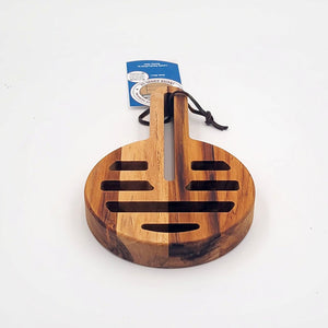 5.25" Teak Trivet with Handle - Premium Wood Pot Holder from Crater Goods - Just $15.99! Shop now at Crater Goods