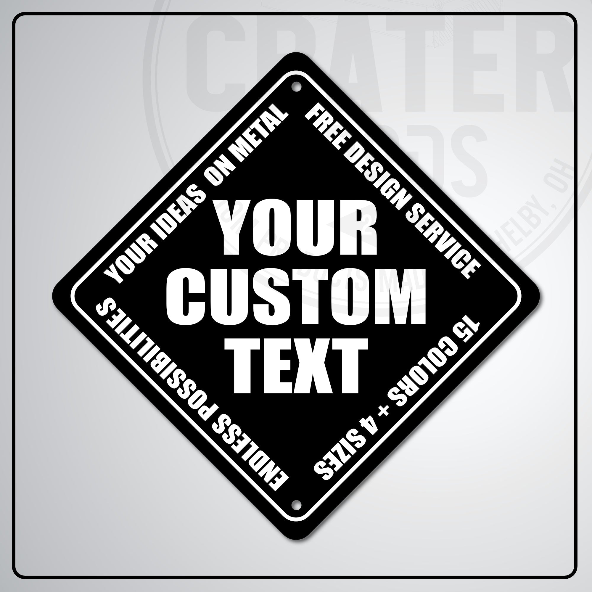 ACS003 - Custom Caution Sign - 6’’ x 6’’ / Black - Custom Signs