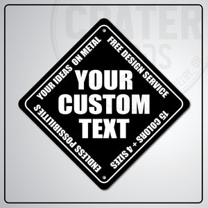 ACS003 - Custom Caution Sign - 6’’ x 6’’ / Black - Custom Signs