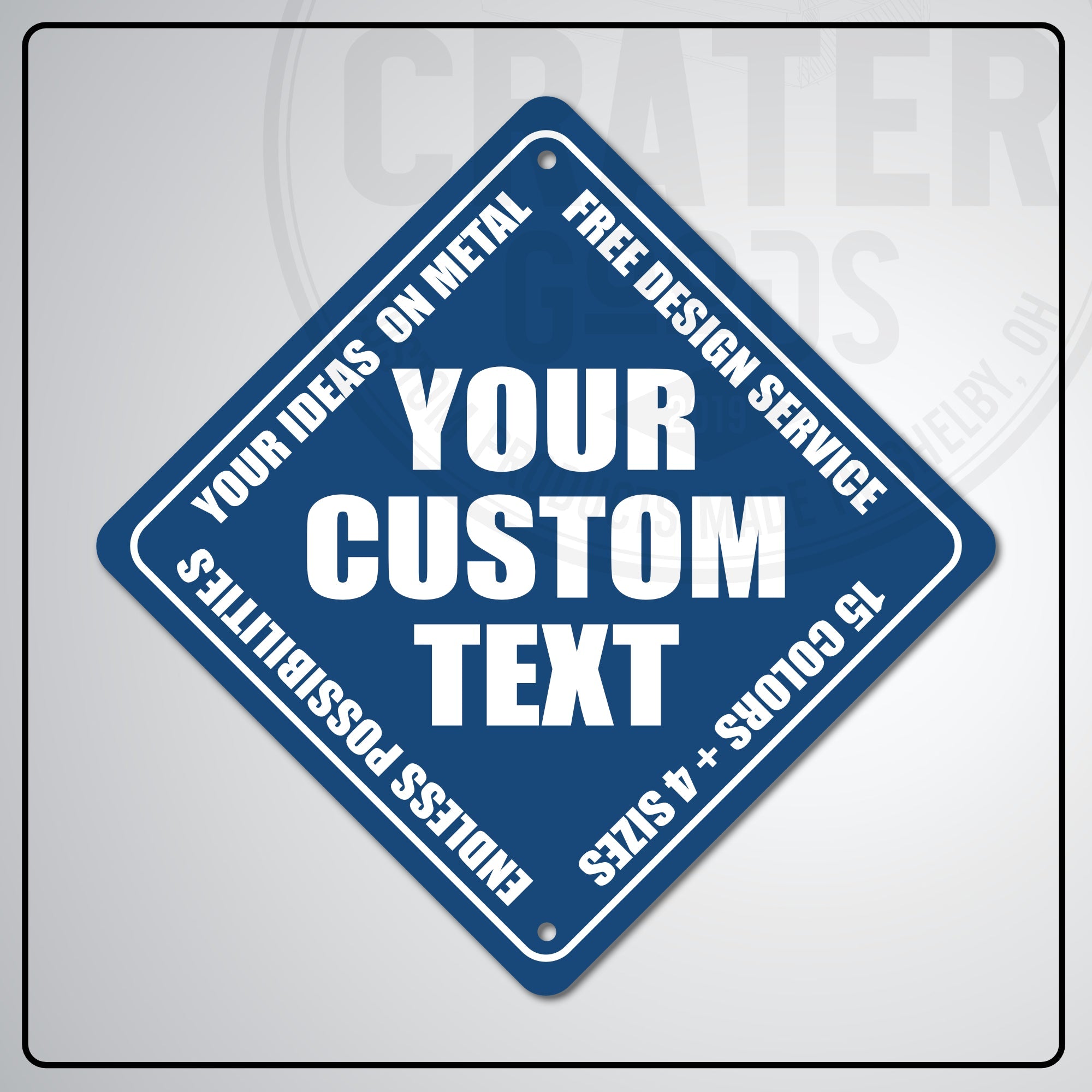 ACS003 - Custom Caution Sign - 6’’ x 6’’ / Blue - Custom Signs