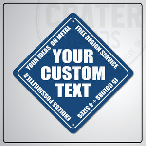 ACS003 - Custom Caution Sign - 6’’ x 6’’ / Blue - Custom Signs