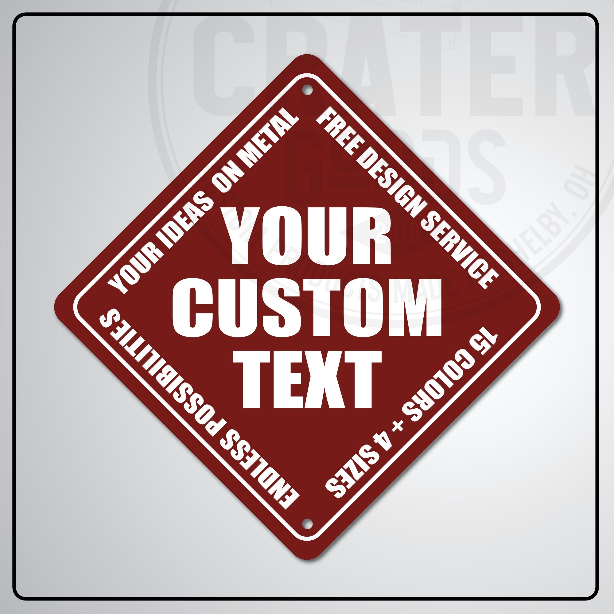 ACS003 - Custom Caution Sign - 6’’ x 6’’ / Burgundy - Custom Signs
