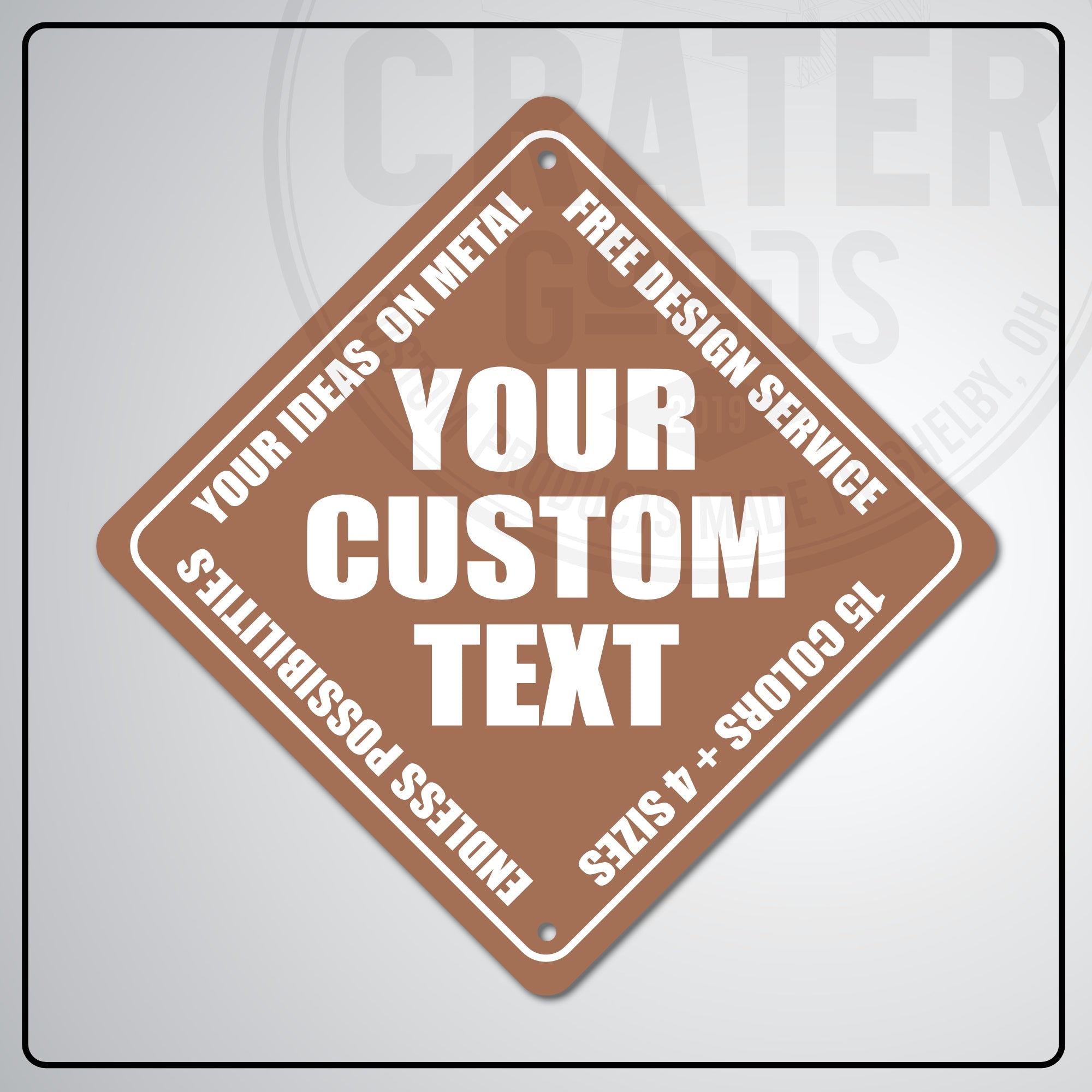 ACS003 - Custom Caution Sign - 6’’ x 6’’ / Copper - Custom Signs