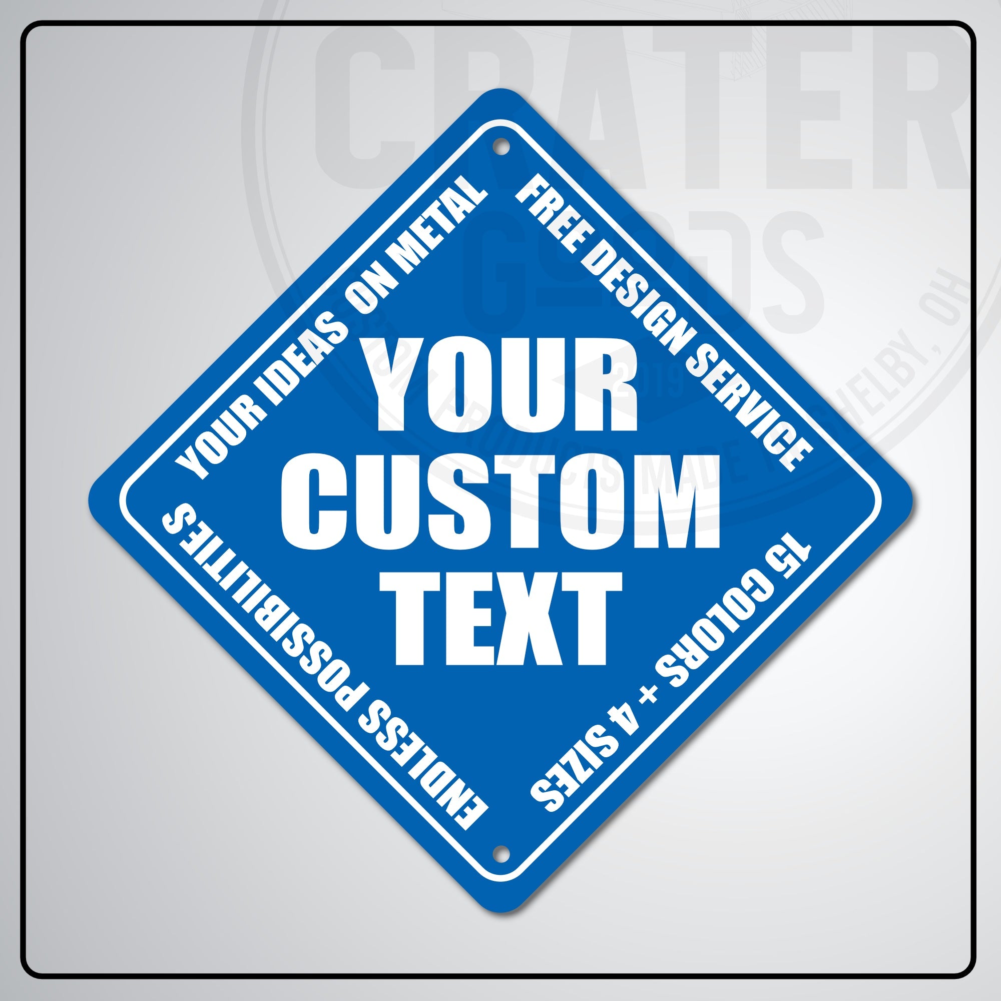 ACS003 - Custom Caution Sign - 6’’ x 6’’ / Light Blue - Custom Signs