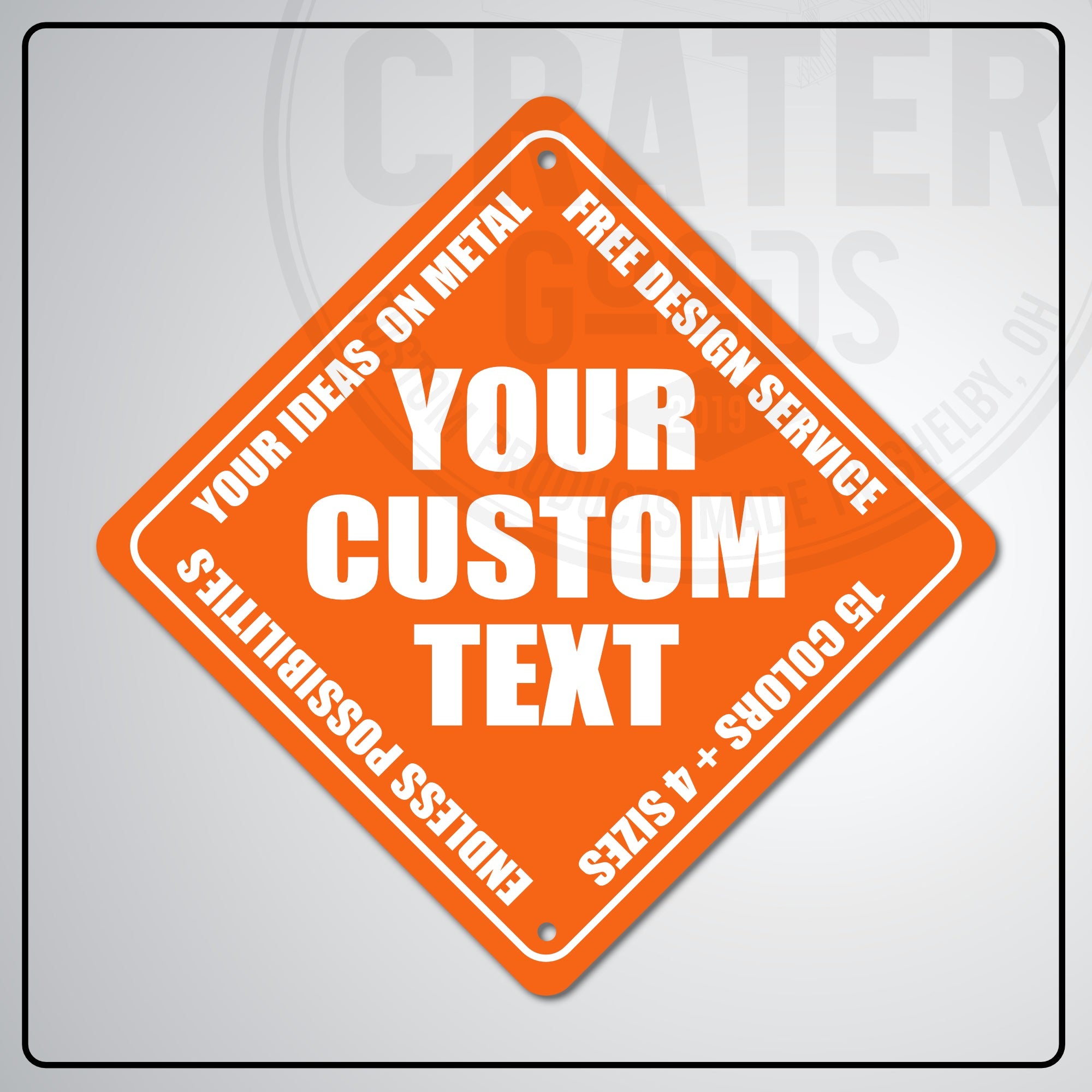 ACS003 - Custom Caution Sign - 6’’ x 6’’ / Orange - Custom Signs