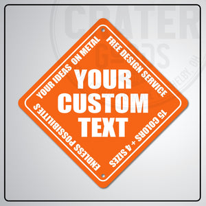 ACS003 - Custom Caution Sign - 6’’ x 6’’ / Orange - Custom Signs