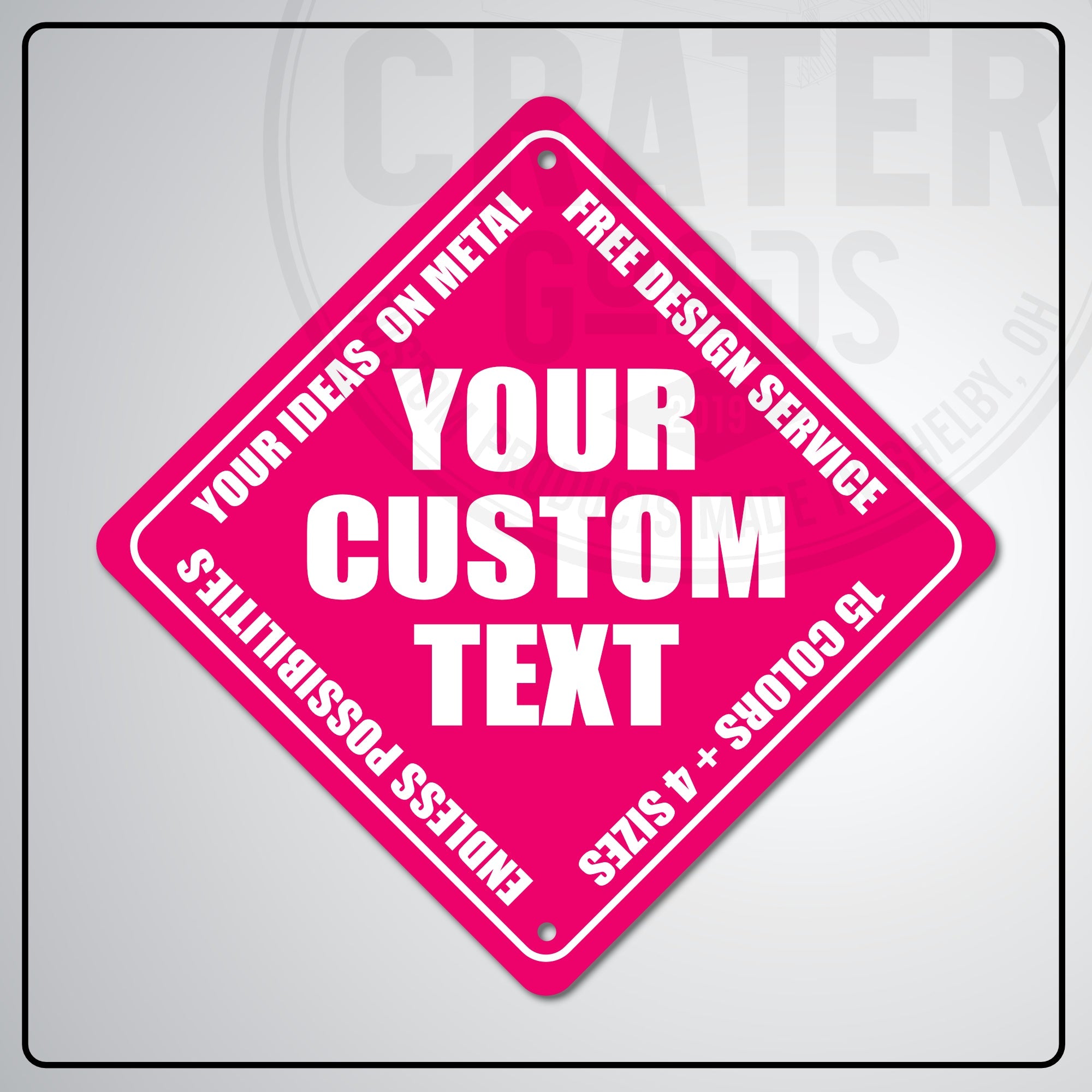 ACS003 - Custom Caution Sign - 6’’ x 6’’ / Pink - Custom Signs