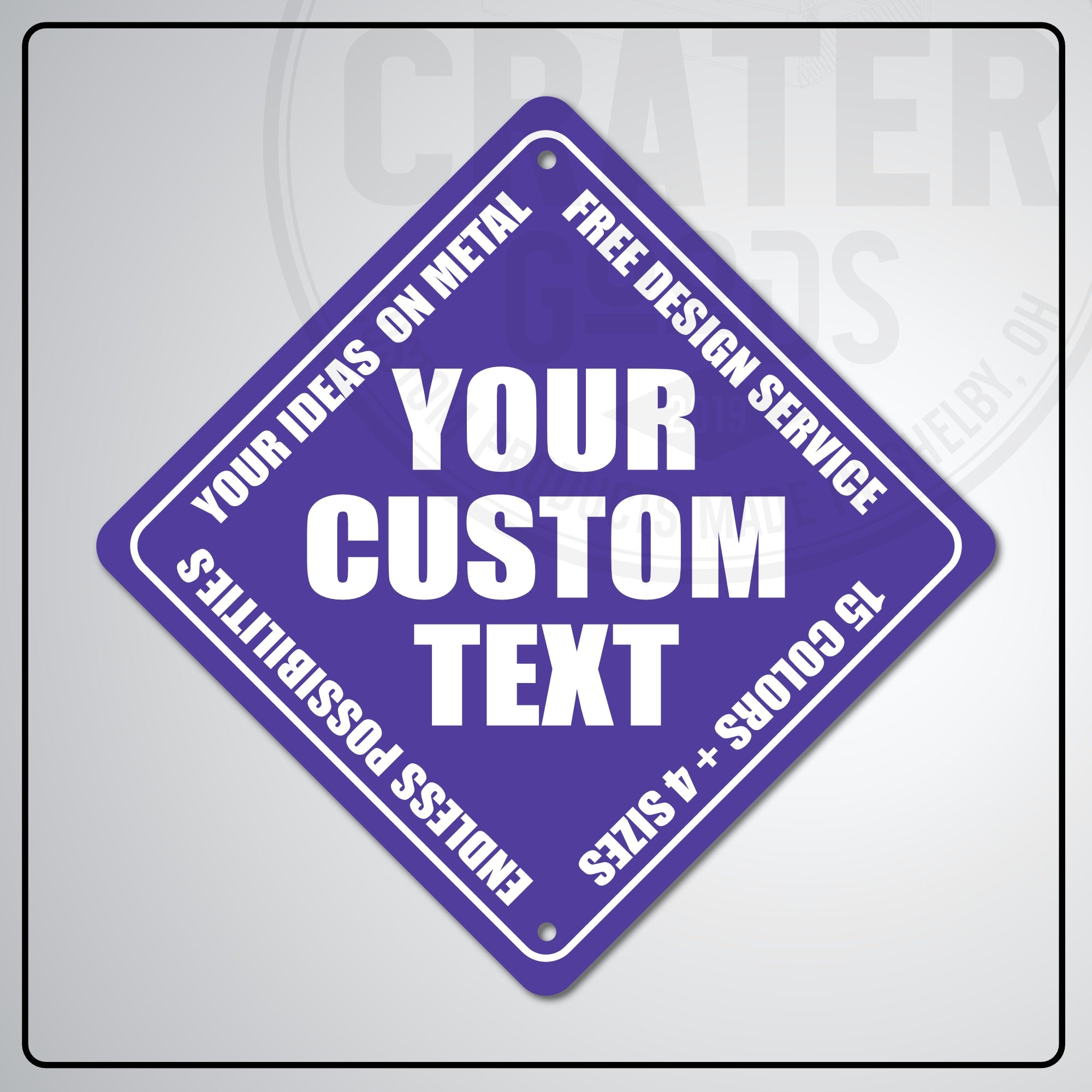 ACS003 - Custom Caution Sign - 6’’ x 6’’ / Purple - Custom Signs