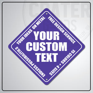 ACS003 - Custom Caution Sign - 6’’ x 6’’ / Purple - Custom Signs