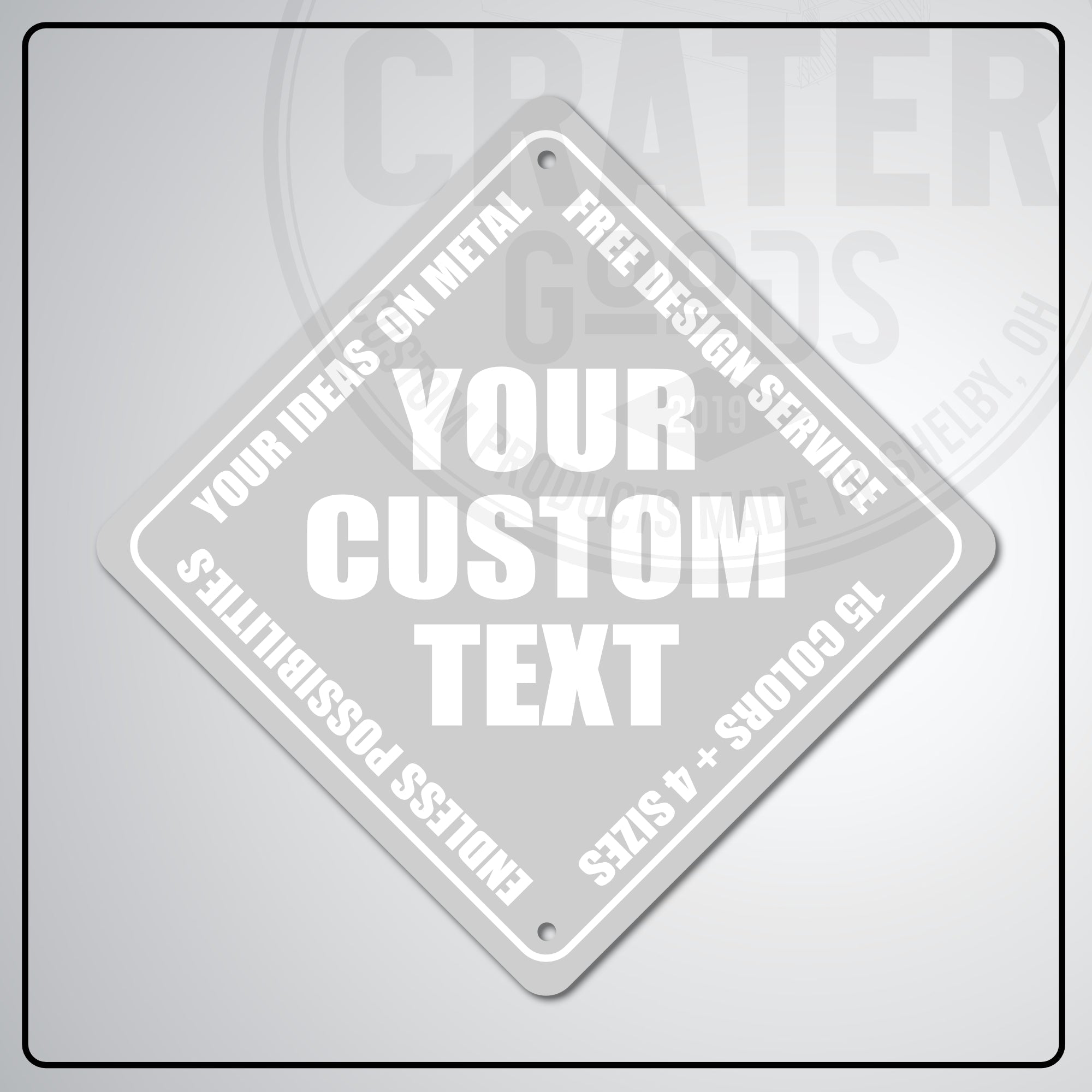 ACS003 - Custom Caution Sign - 6’’ x 6’’ / Silver - Custom Signs
