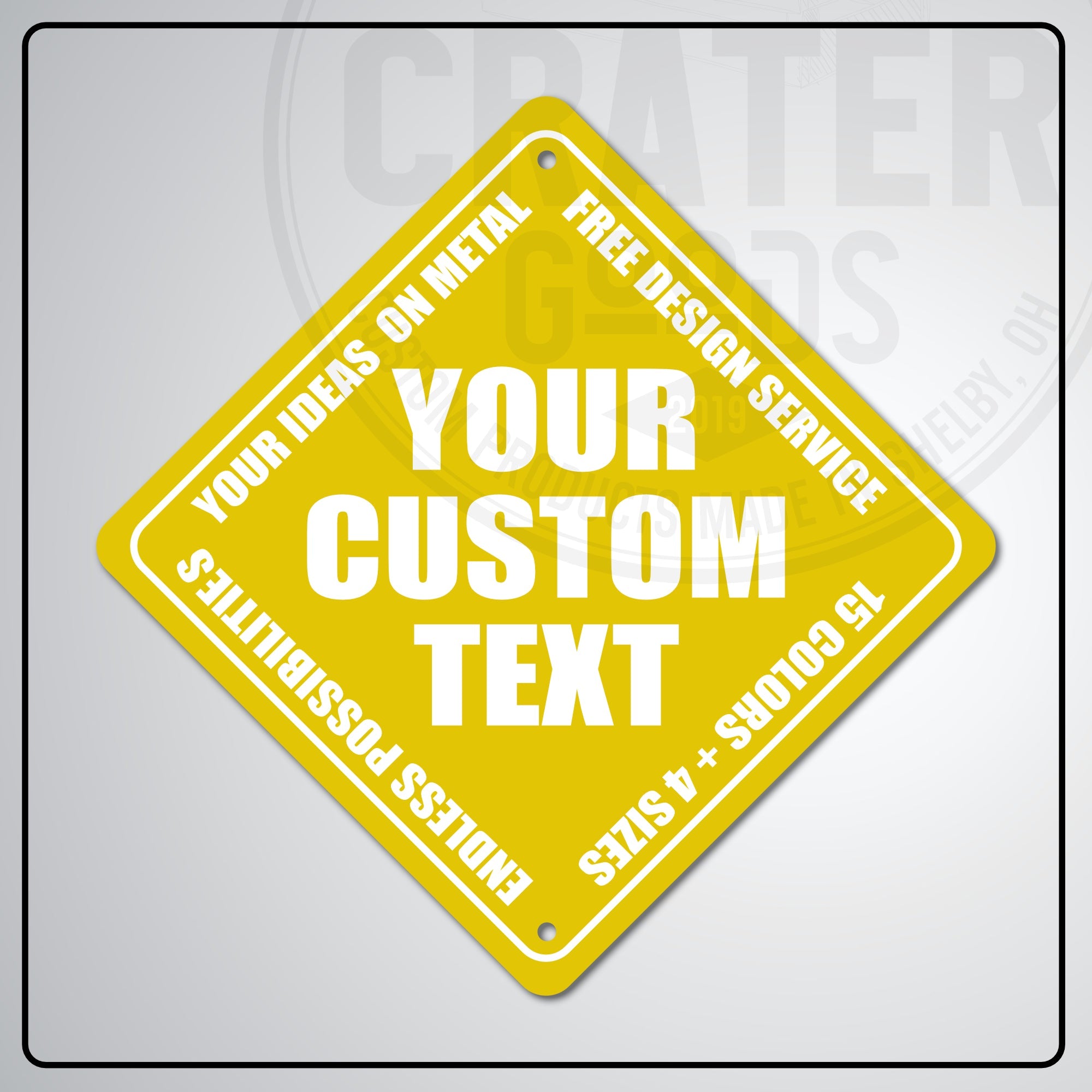 ACS003 - Custom Caution Sign - 6’’ x 6’’ / Yellow - Custom Signs