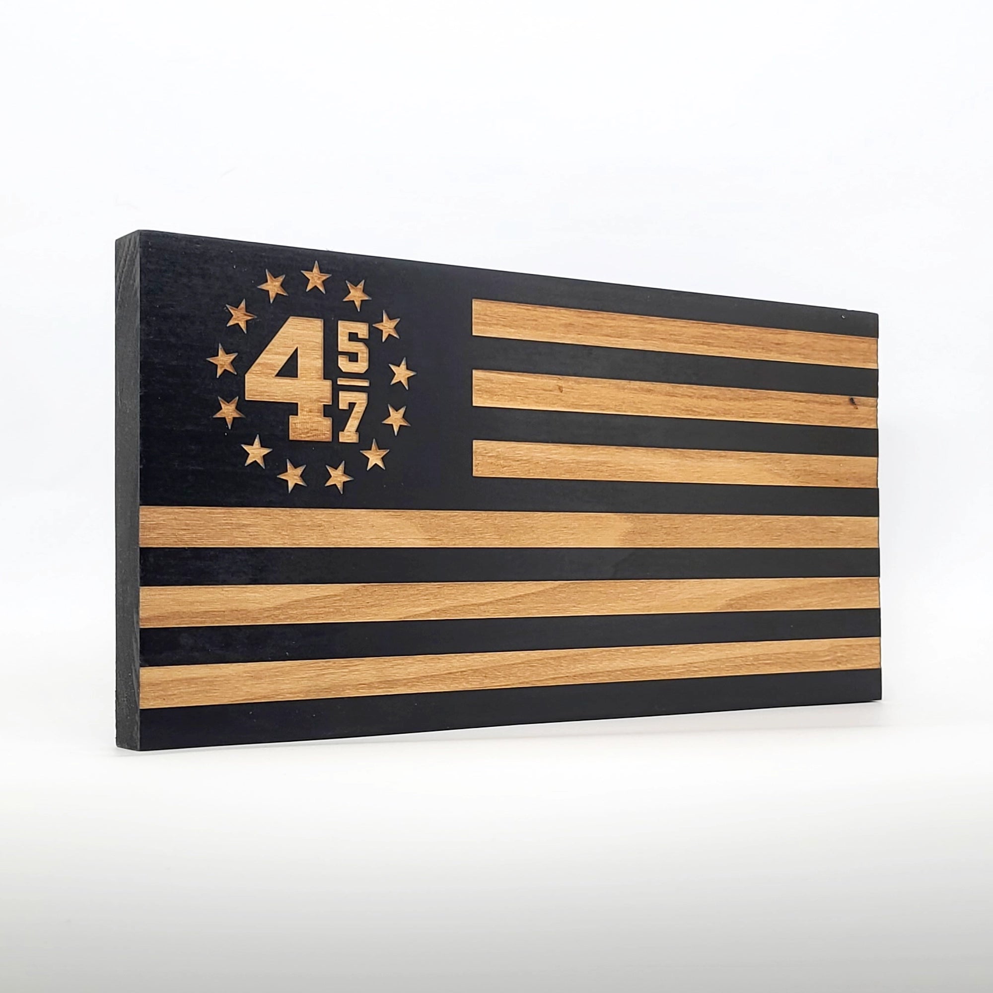 45/47 Engraved Wooden American Flag - LEF006