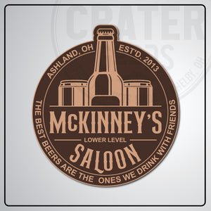 Lower Level Saloon Bar Sign - PPW001 - 13’’ / Brown - Personalized Signs