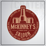 Lower Level Saloon Bar Sign - PPW001 - 13’’ / Burgundy - Personalized Signs