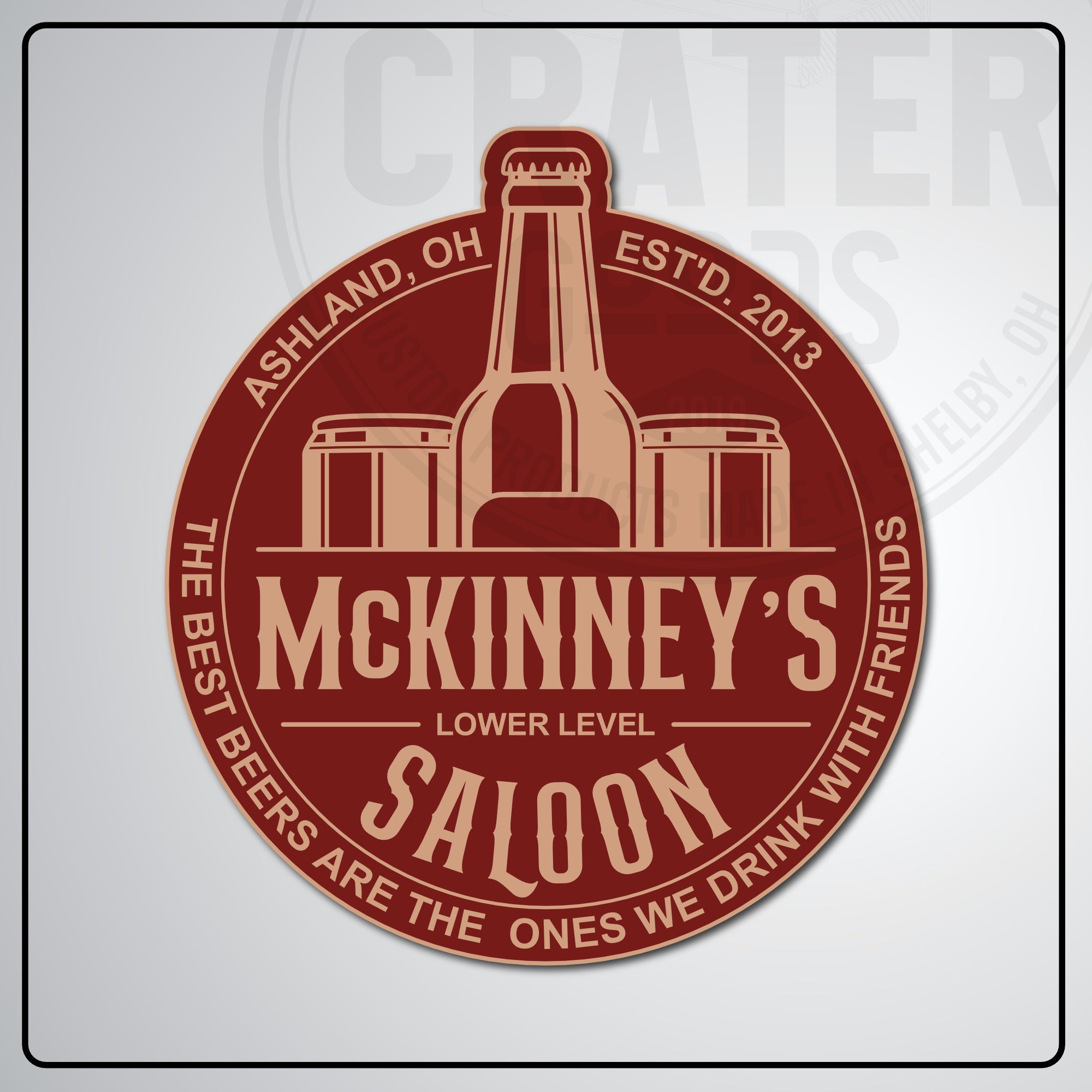 Lower Level Saloon Bar Sign - PPW001 - 13’’ / Burgundy - Personalized Signs