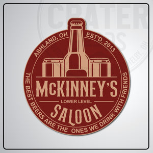 Lower Level Saloon Bar Sign - PPW001 - 13’’ / Burgundy - Personalized Signs