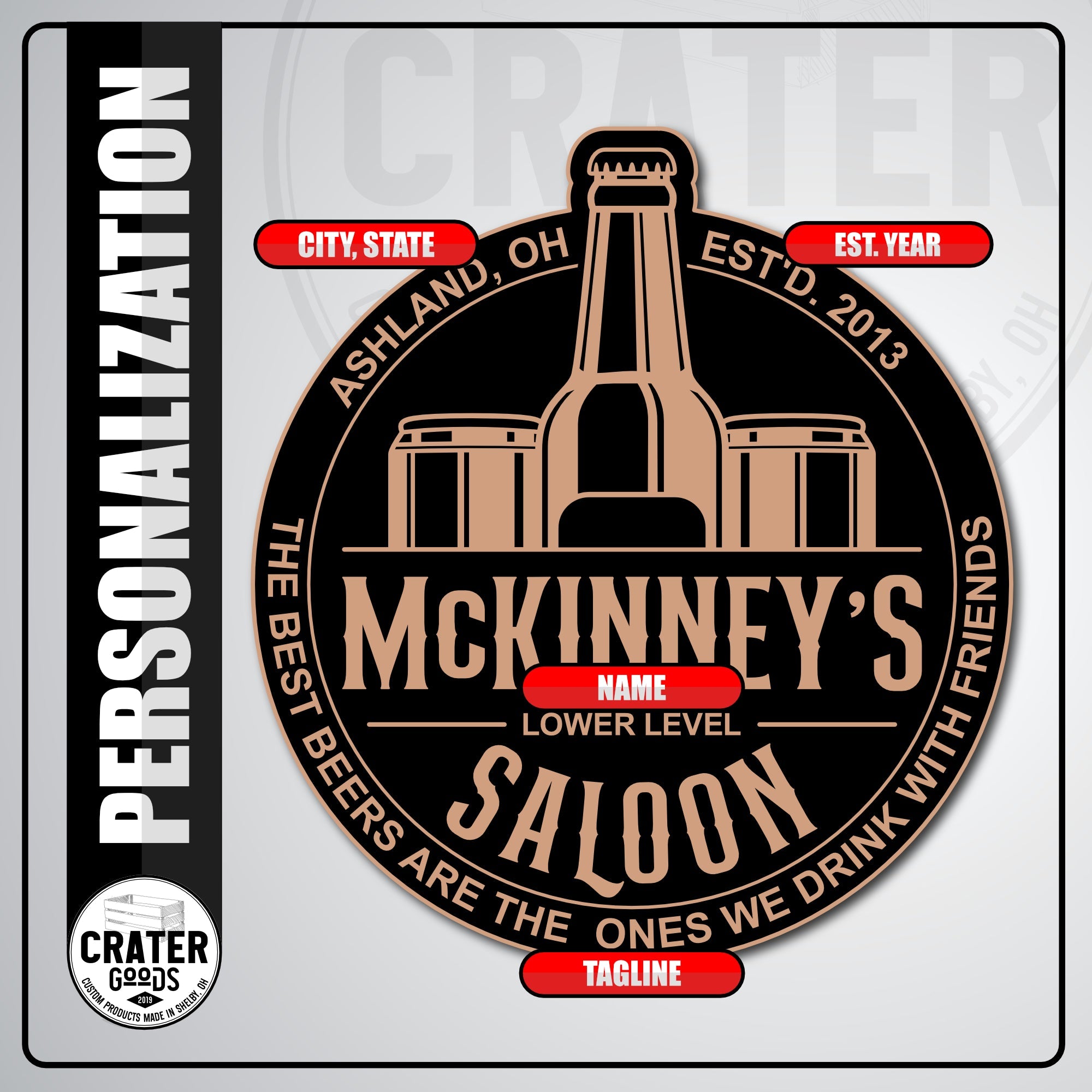 Lower Level Saloon Bar Sign - PPW001 - Personalized Signs