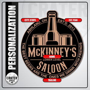 Lower Level Saloon Bar Sign - PPW001 - Personalized Signs