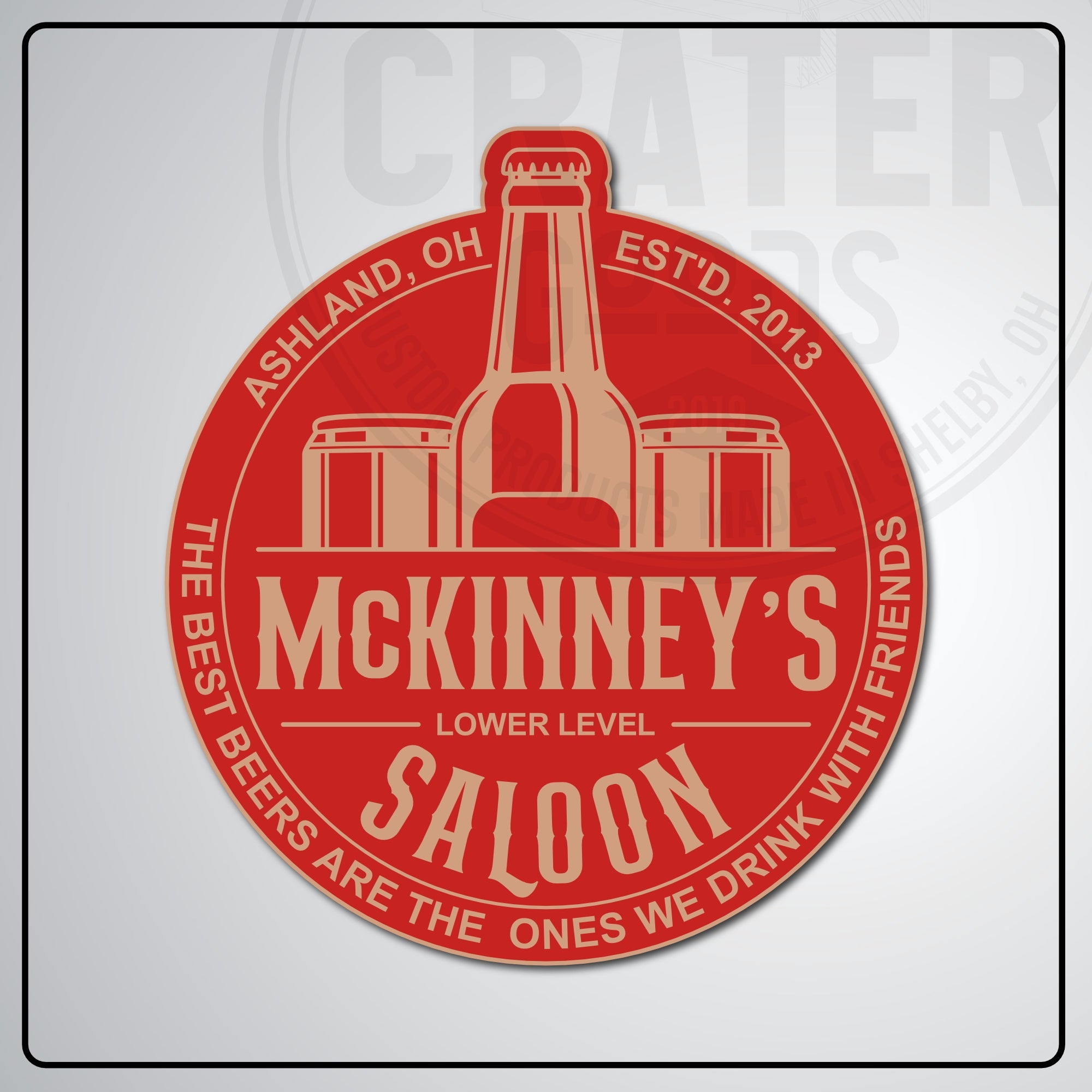 Lower Level Saloon Bar Sign - PPW001 - 13’’ / Red - Personalized Signs