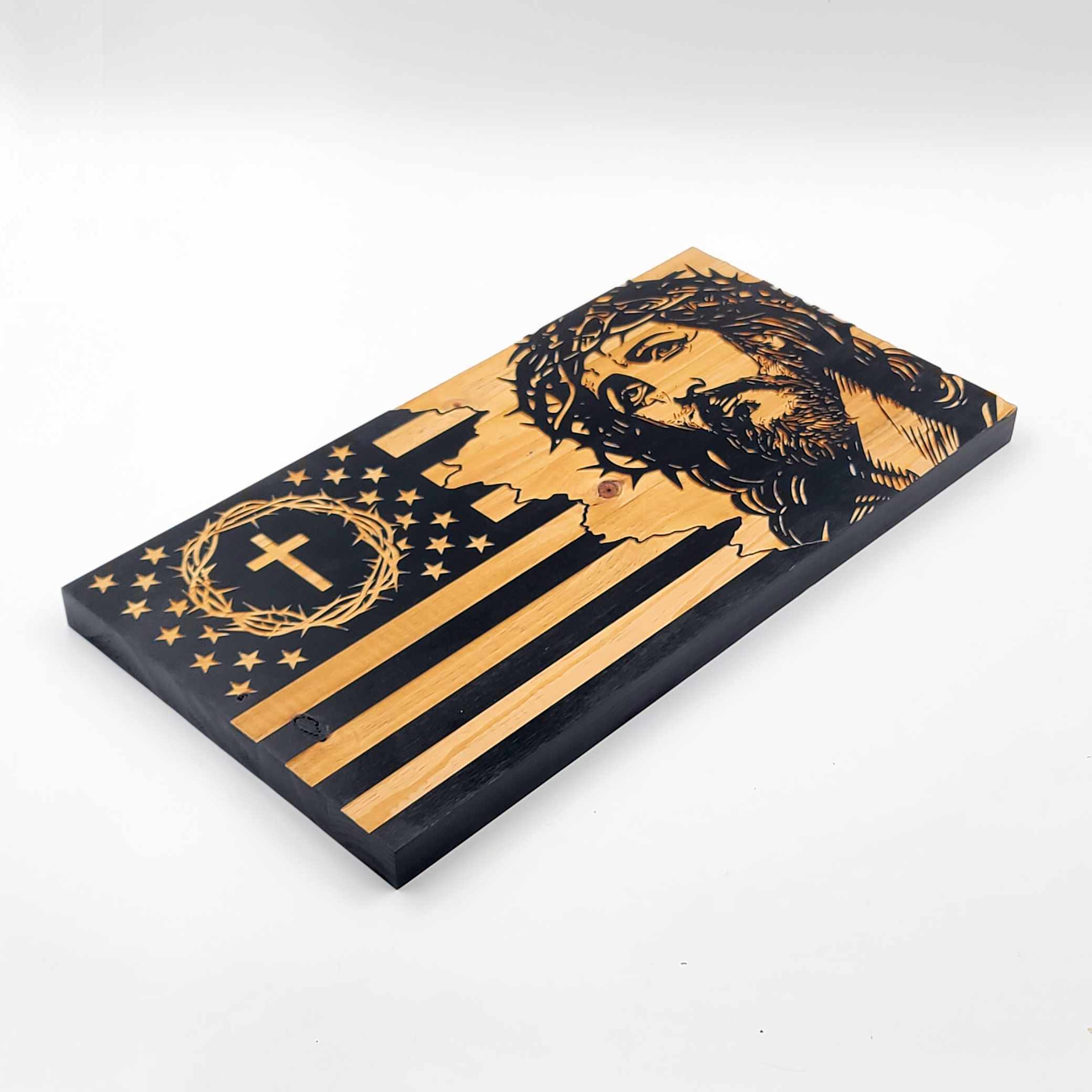 Jesus Laser Engraved American Flag