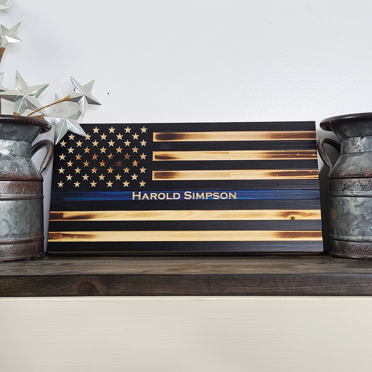 Personalized Thin Blue Line American Flag